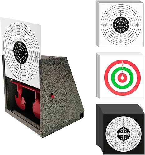 Atflbox Objetivo de trampa para pistola BB con 20 objetivos de papel y 100 papeles blancos negros