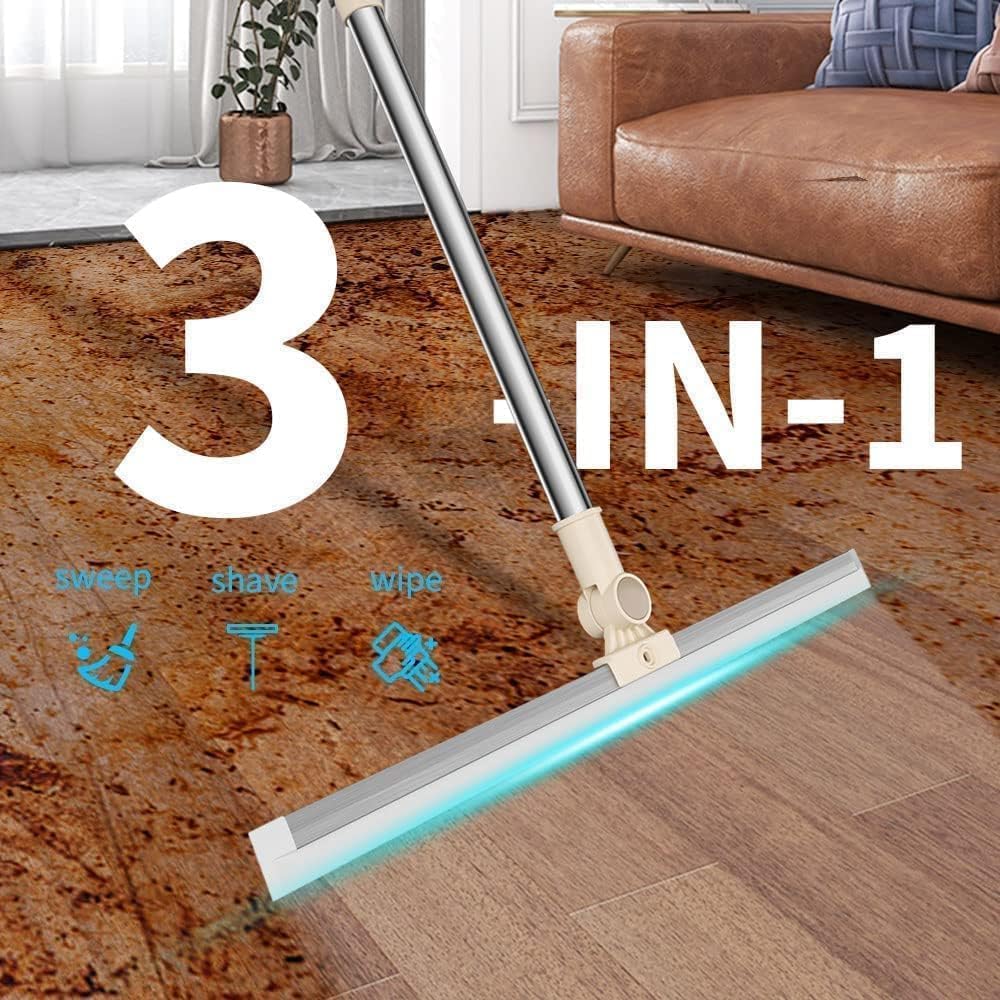 Heavy Duty Magic Broom Silicone Floor Wiper with 180° Rotating Head, Stainless Steel Extendable Handle Multipurpose Bathroom & Kitchen Floor Squeegee for Wet & Dry Cleaning (Regular) 3