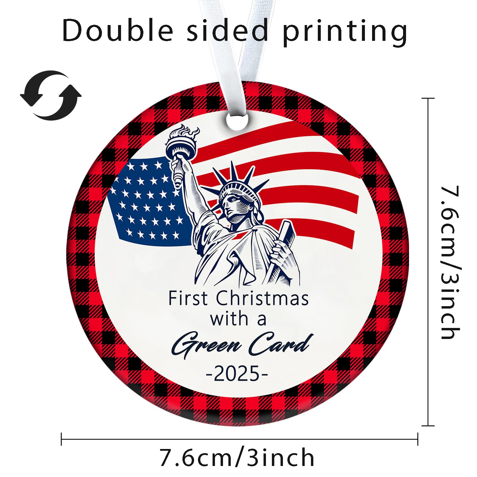 Christmas Ornaments 2025, First Christmas with a Green Card Hanging Ornaments American Citizenship Gifts New Us Citizen Ornament for Congratulations On Immigration, Immigrants Naturalization
