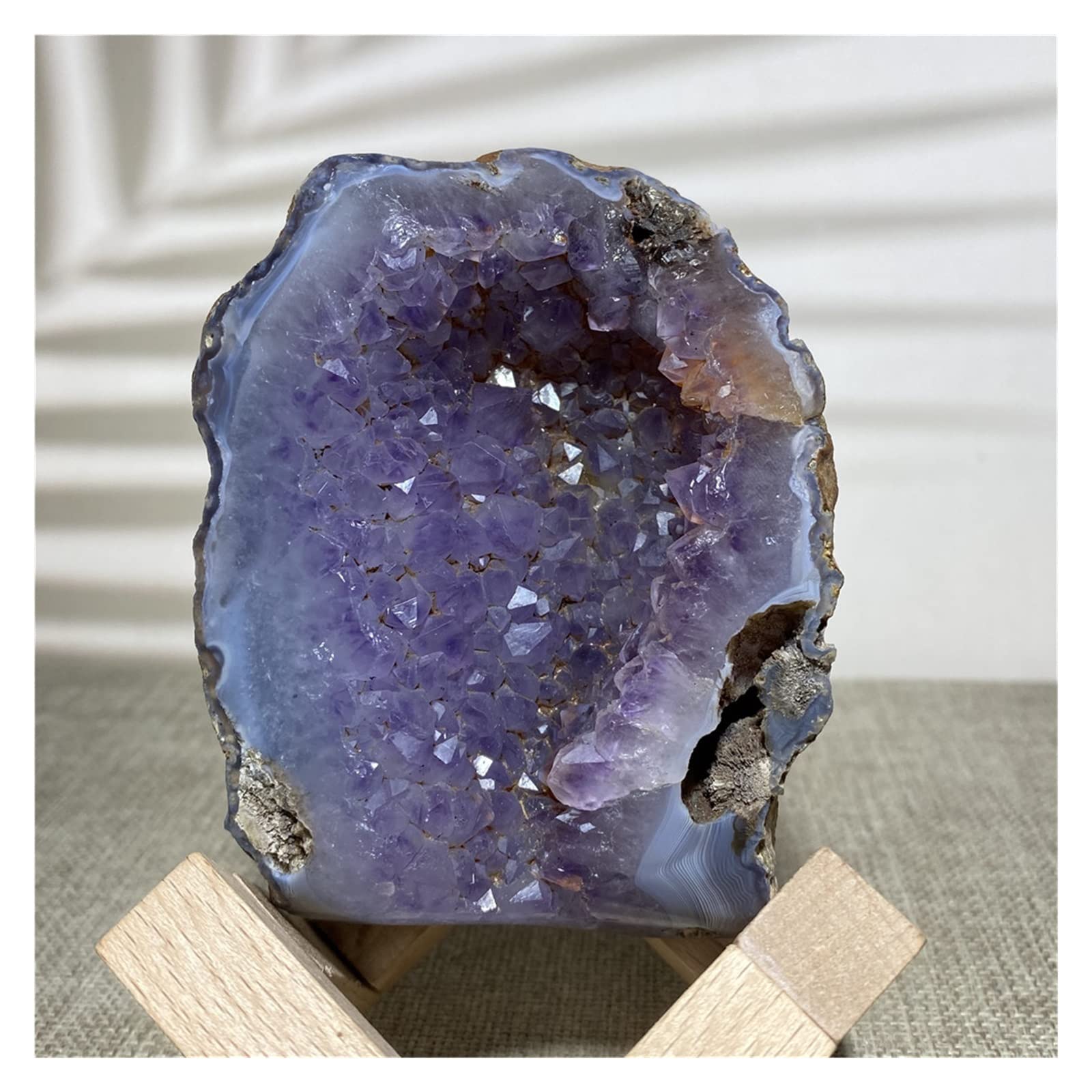 Amethyst geode 350g Natural Agate Amethyst Geode Quartz Crystals Specimen Ornament Home Furnishing Decoration Point Stone and Reiki Healing crystal decor