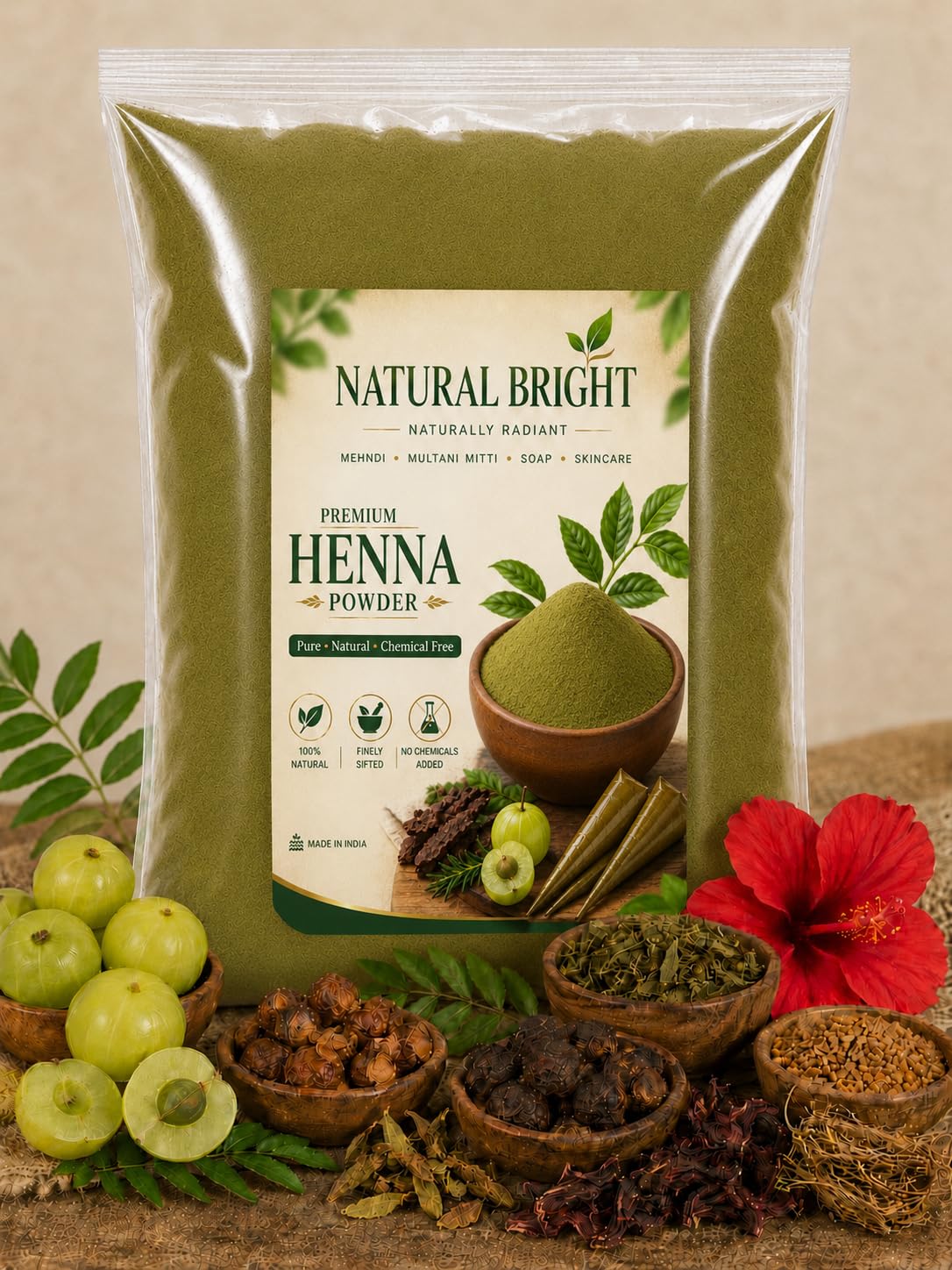 Herbal Henna Powder for Hair with Amla & Shikakai (200g) (BLACK)-image-36