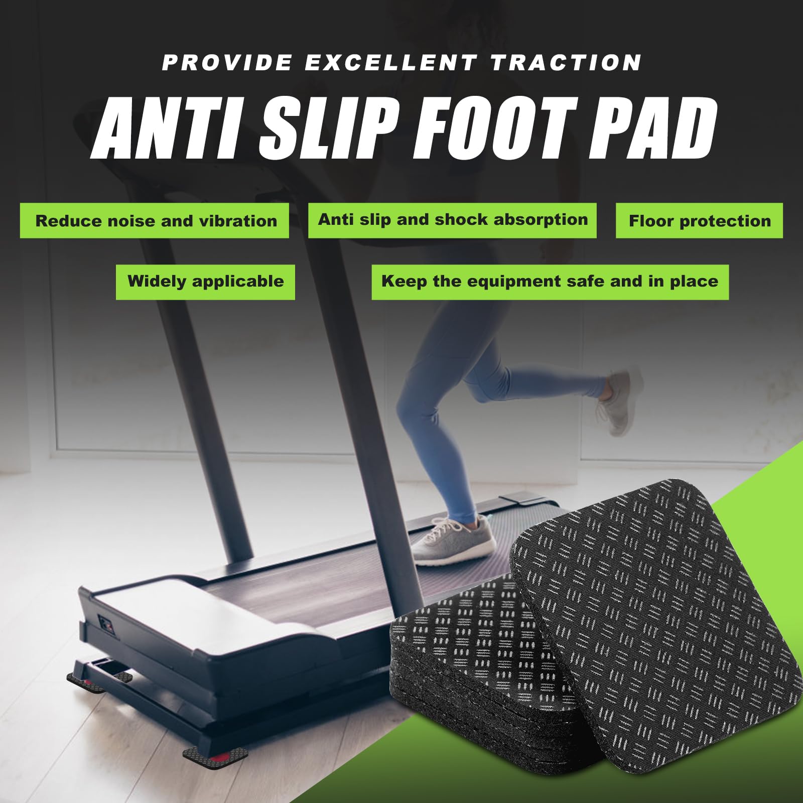 Lot De 4 Tapis Antidérapants Double Face Pour Tapis De Course, Vélo Et