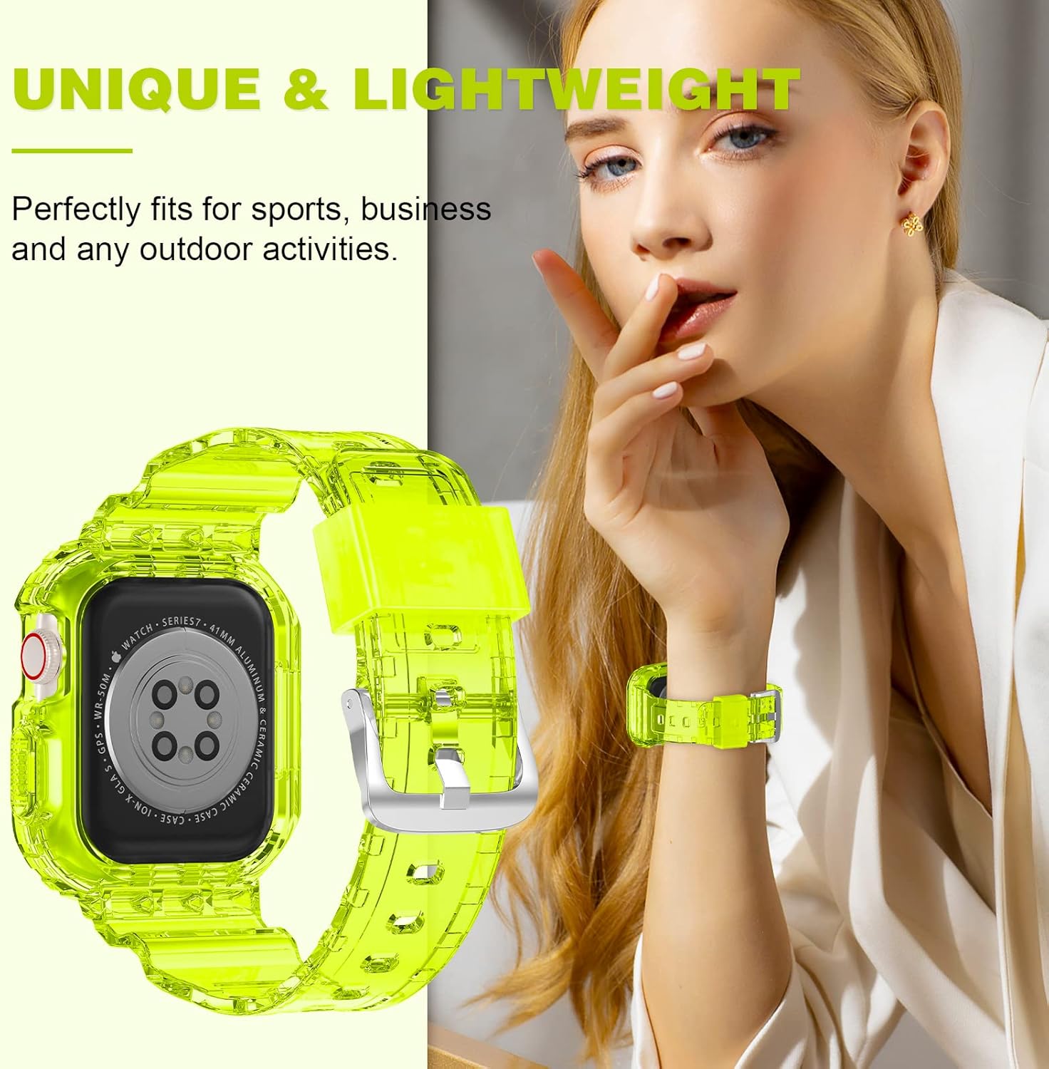 XYF Compatible for Crystal Clear Apple Watch Bands, 49mm 46mm 45mm 44mm 42mm 41mm 40mm 38mm Bumper Case for Men Women Jelly Sport Cover Strap for iWatch Ultra 3 2 Series 11 10 9 8 7 SE 6 5 4 3 - Image 5