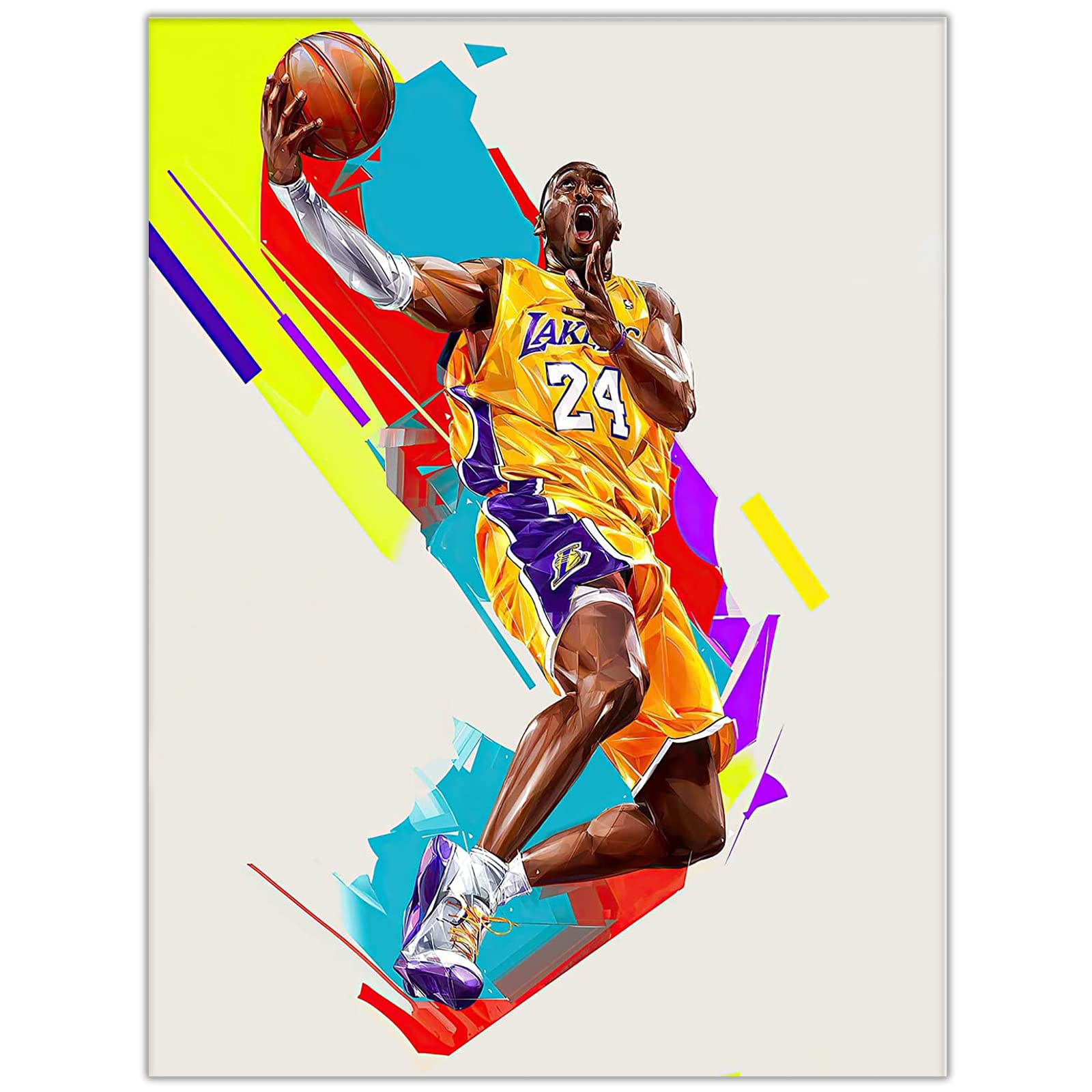 123 Life Kobe Bryant Wall Art Basketball Player Canvas Wall Art Mamba Mentality Poster Basketball Decorations for Boy Girl Gifts Decoration Unframed (24 x 32 Inch)