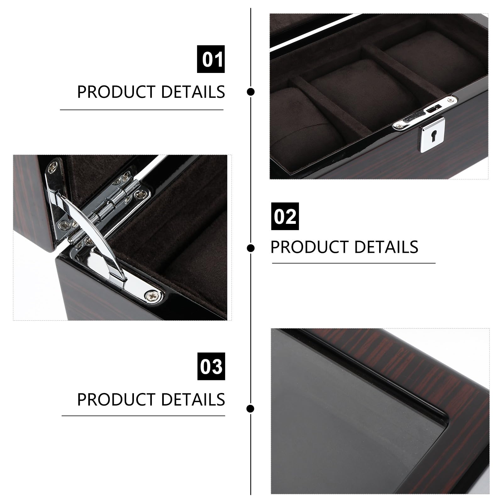 Elegante Uhrenbox Tragbar zum Schutz von Schmuck und Uhren vor Kratzern mit 3 Fächern und Schloss für Reisen und Persönlichen Gebrauch zu Hause