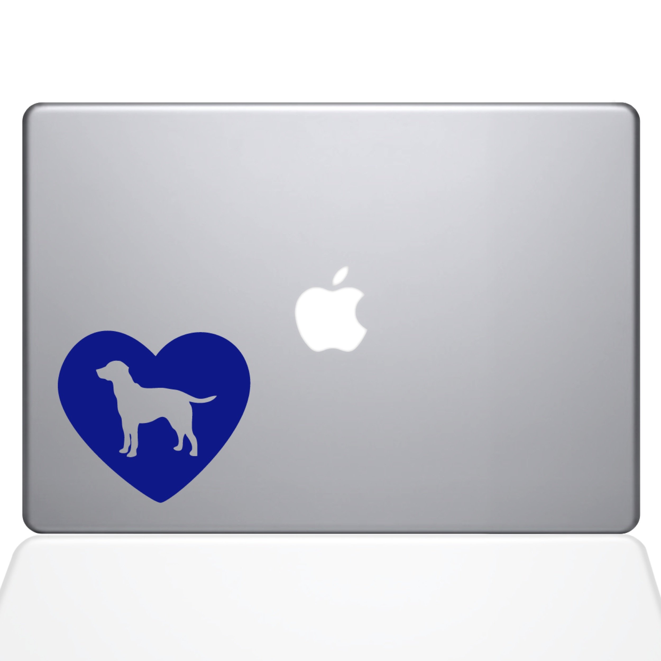 The Decal Guru Heart Labrador Retriever Decal Vinyl Sticker, 11" MacBook Air, Dark Blue (1604-MAC-11A-DB)