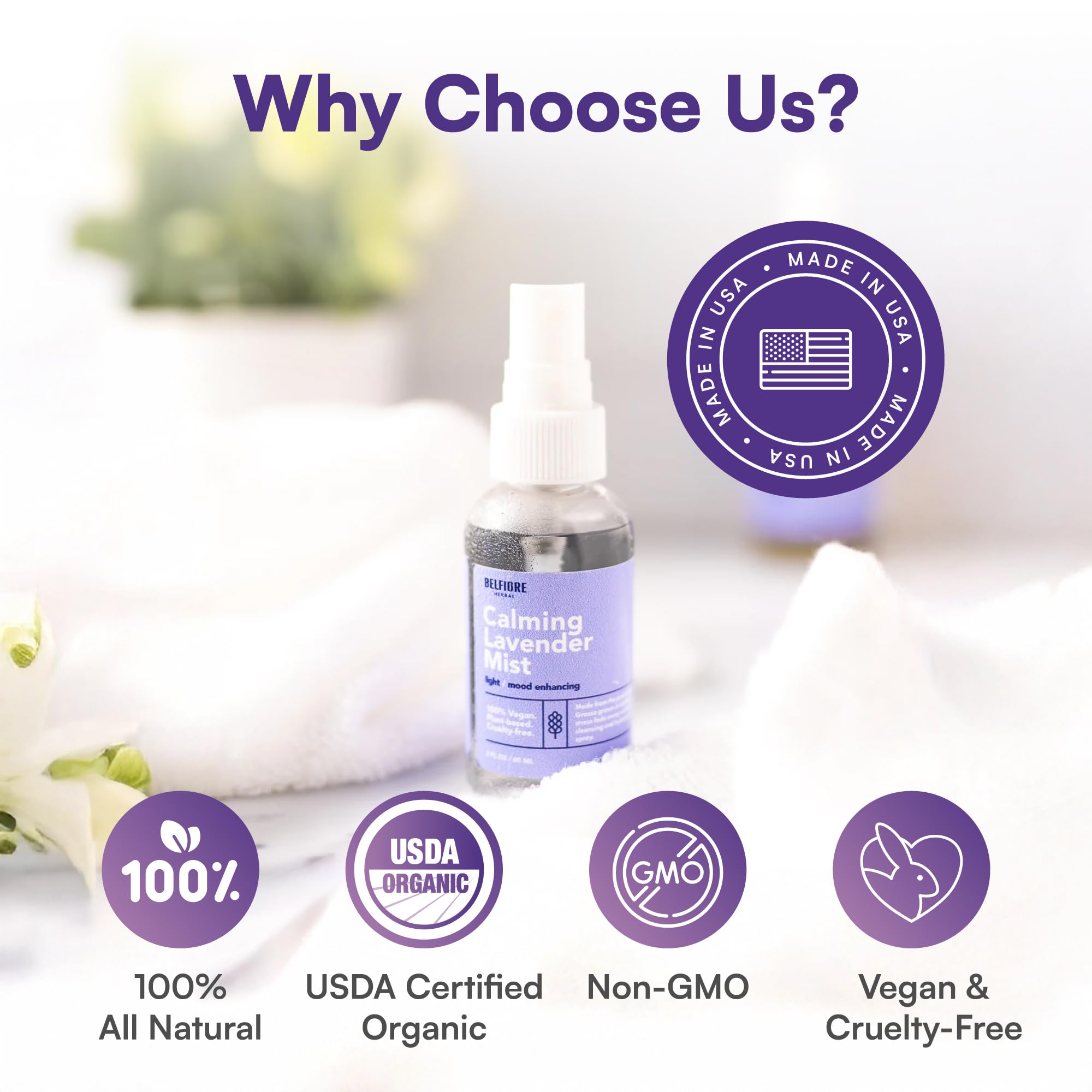 100% naturalny spray lawendowy, organiczny spray nawilżający do twarzy, ciała i włosów, kojący dla lepszego snu