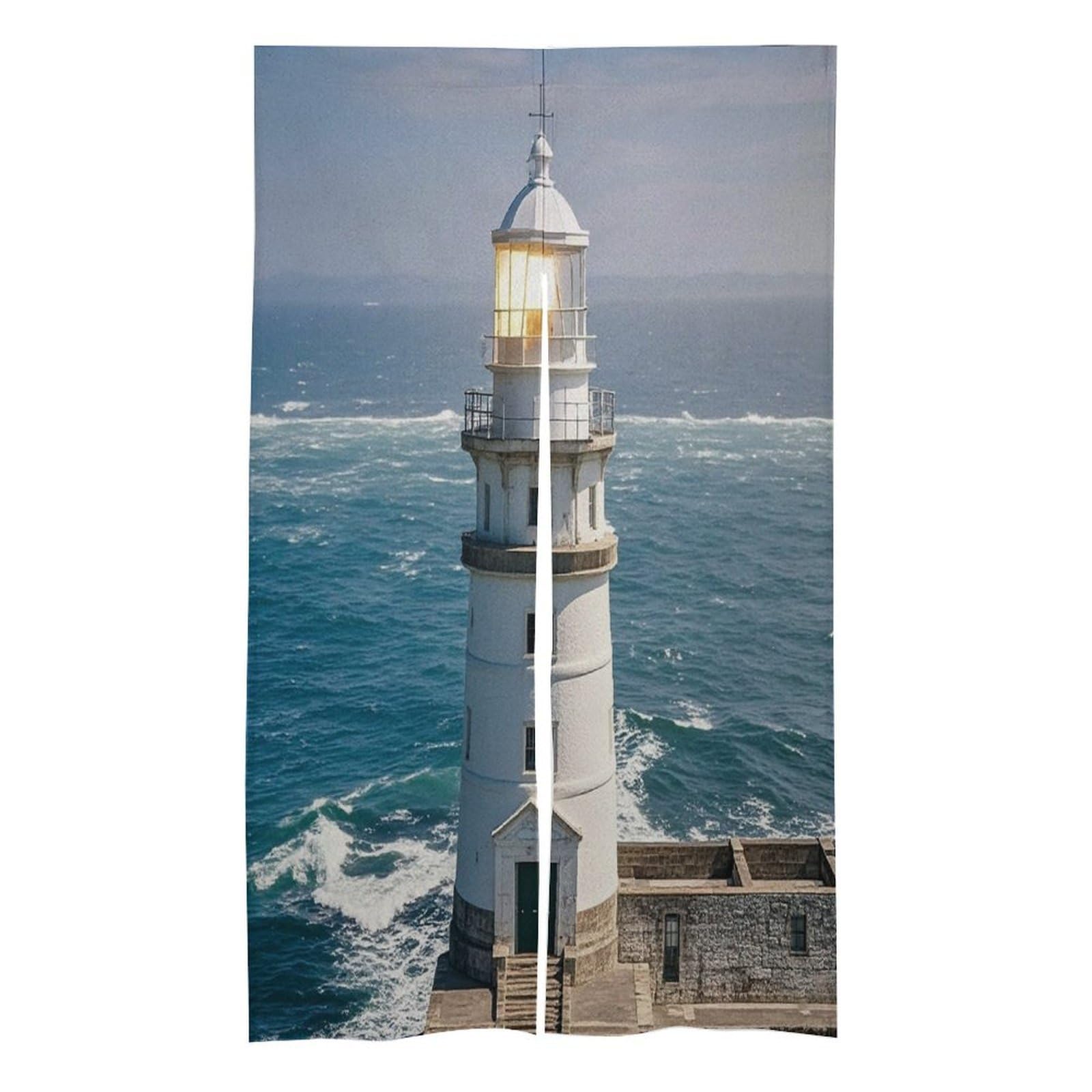 FekiLoot Lighthouse Sandbeach Door Curtain Splice Japanese Style Theme Blackout Doors Cover Hemp Door Tapestry Temperature Protection Barrier Doors Screen for Various Rooms 17W X 57L Inch