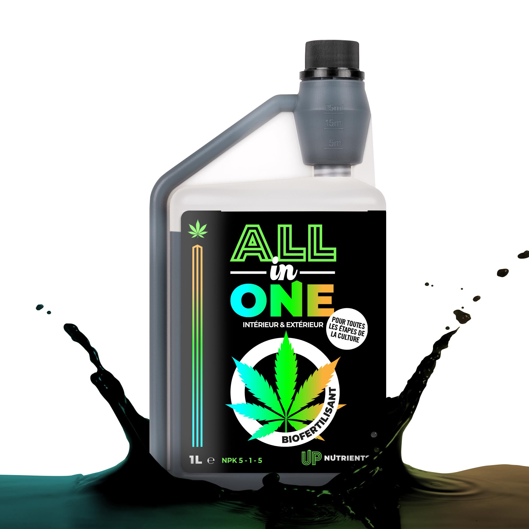 UP NUTRIENTS Fertiliser de cannabis pour intérieur et extérieur, ensemble NPK 5-1-5, pour plantes de cannabis, phase de croissance et de floraison, phase biologique Grow & Bloom