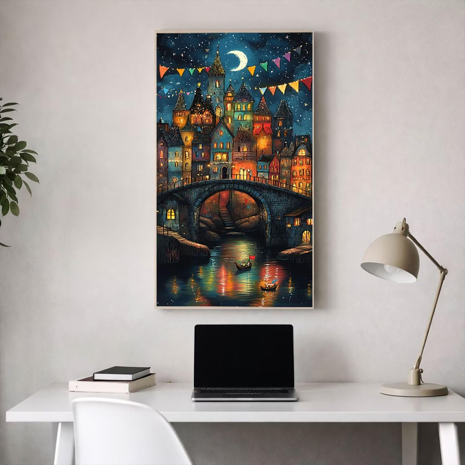 Zestaw do malowania po numerach, dla dorosłych, DIY, akrylowy obraz olejny na płótnie, bez ramy, zestaw do malowania według numerów, 80 x 160 cm, dekoracja ścienna do domu, wiele stylów, księżycowy