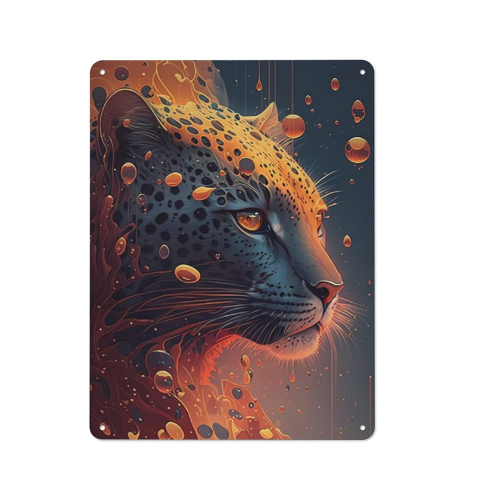Junmoney Leopard Cheetah Jaguars Tin Wall Plaque 40X30cm With For Garage Wall, For Collectors Of Retro Metal Wall Decor