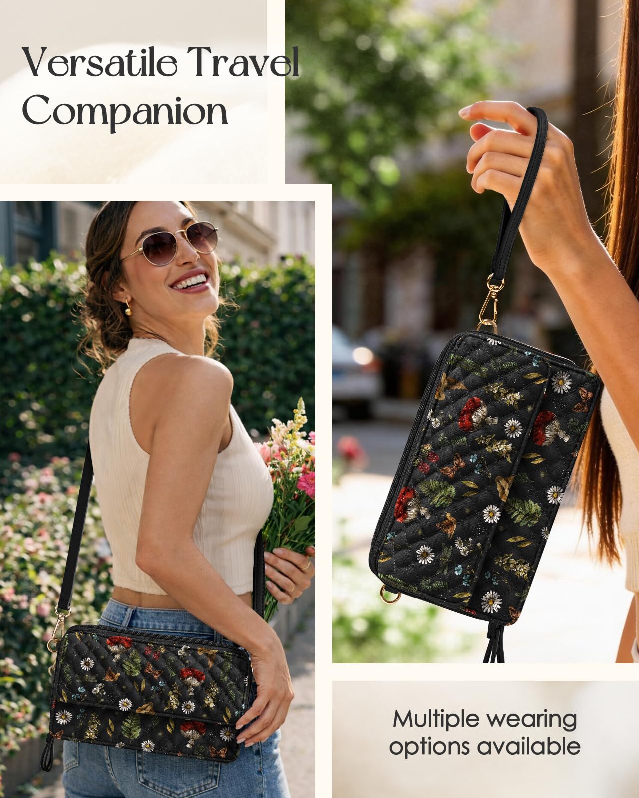 Miss Adola Cotton Quilted Crossbody Bags for Women - Wallet Purse Small Phone Bag Cute Wristlet Purses with RFID Blocking - 2