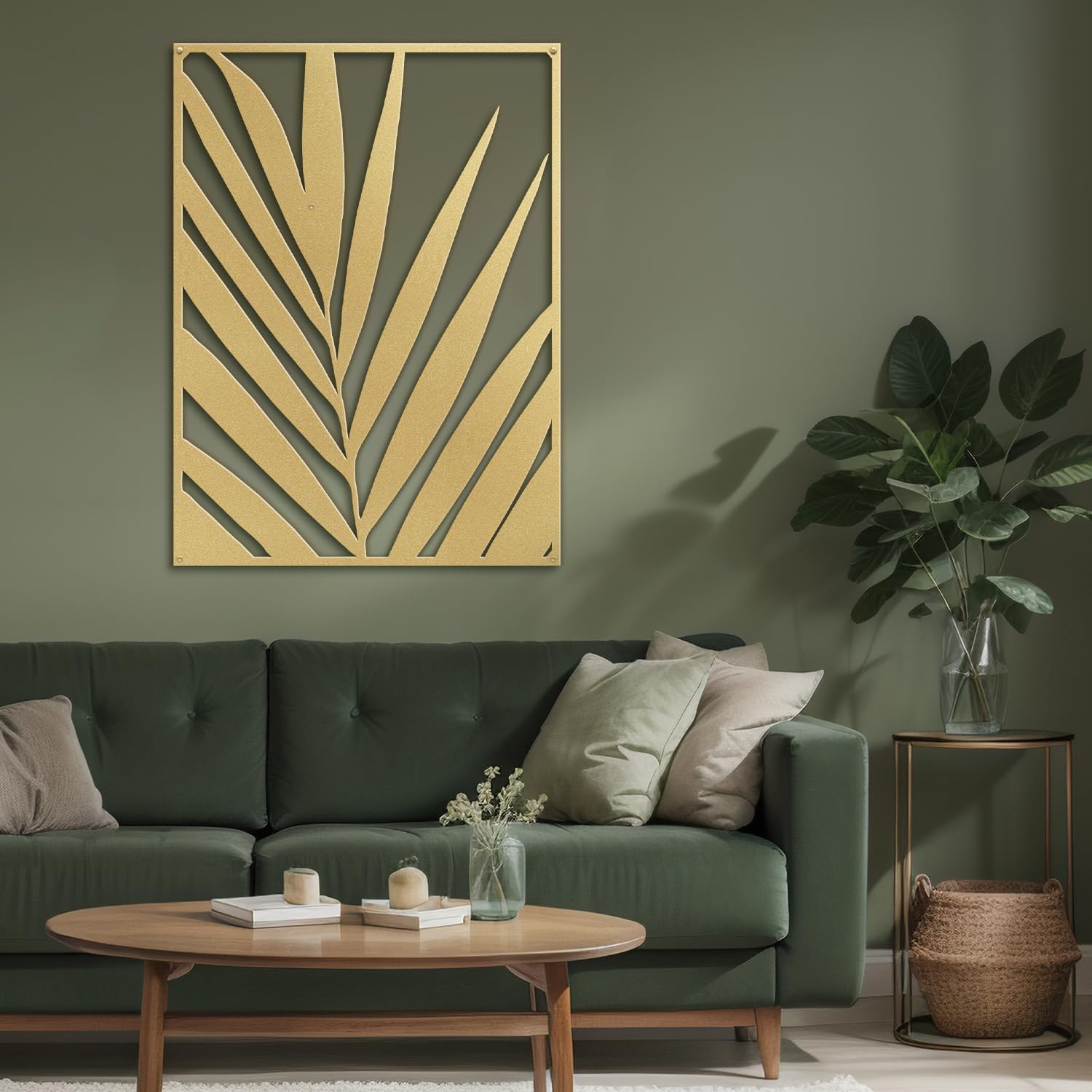 SIGNLEADER Metal Wall Art Decor Tropical Palm Leaf Minimalist Modern Wall Sculpture Hangings Home Decoration for Living Room, Bedroom, Bathroom,