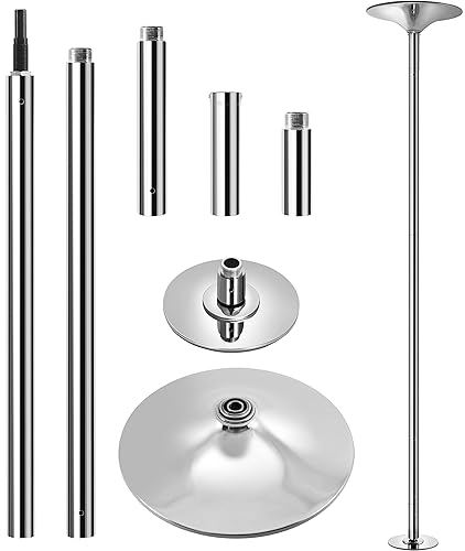 Yaheetech Professional Dance Pole Spinning Static Dancing Pole Portable Removable 45mm Dance Pole Kit for Exercise Club Party Pub Home w/Tools, Silver/Gold