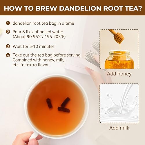 Miniatura 5 de Bolsas de té de raíz de diente de león, 0.09 oz x 40 bolsitas de té de raíz de diente de león tostado, té de hierbas desintoxicante sin OMG sin