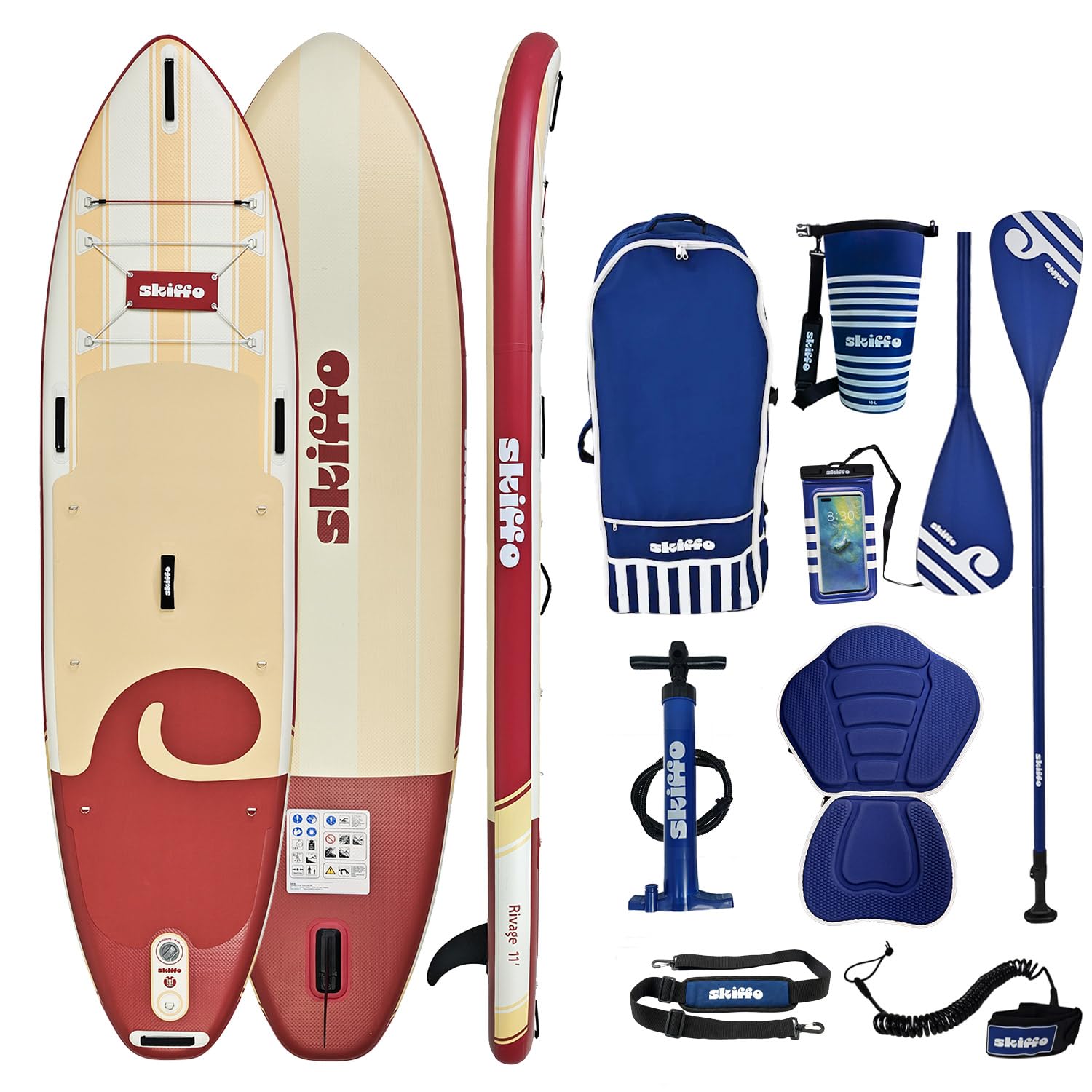 Skiffo Rivage Lava 11' – Kayak SUP gonfiabile 2 in 1 – 335 x 86 x 15 cm – max. 160 kg – stabile e versatile – design unico