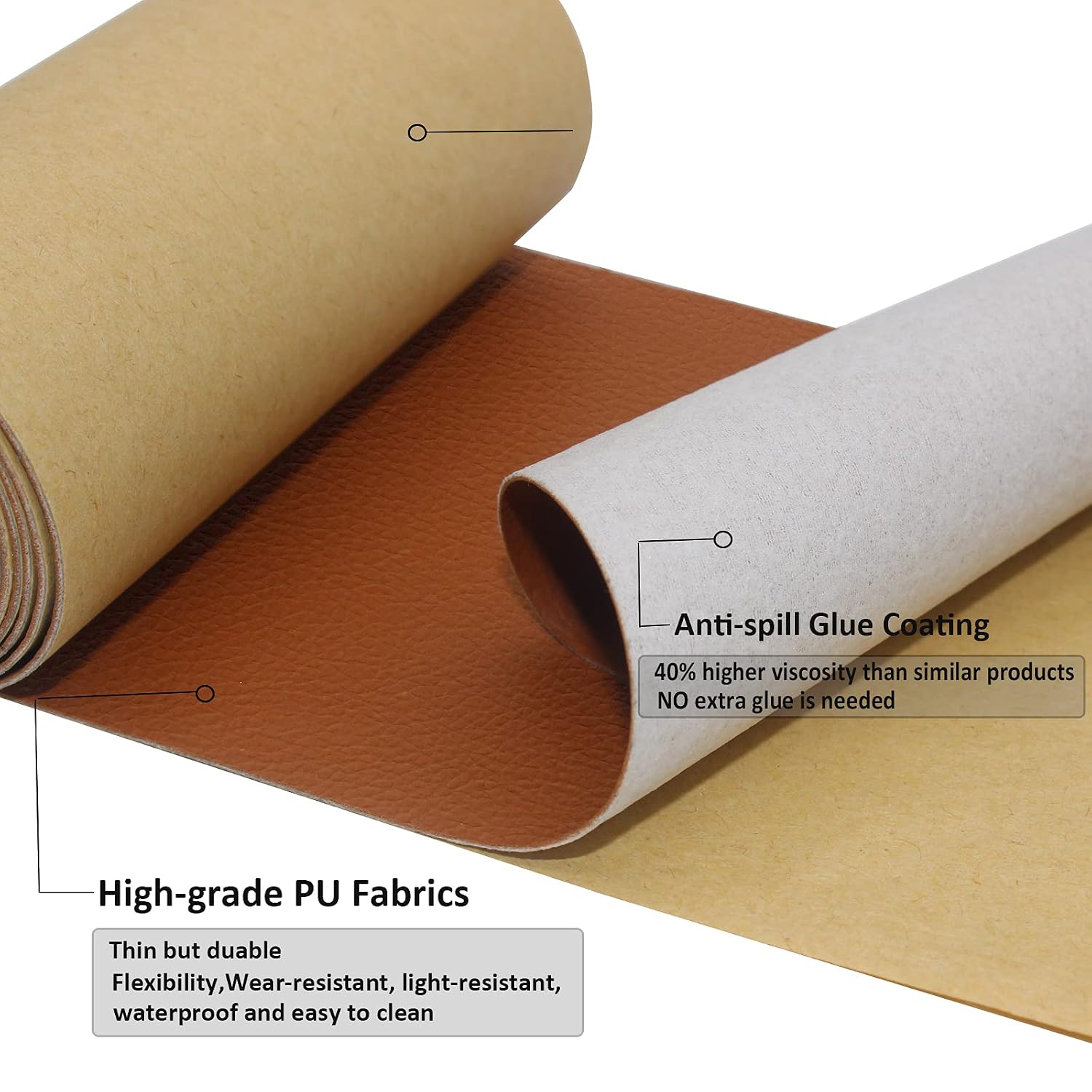 Leather Repair Patch Tape,Leather Adhesive kit Tape for Safa Couch Leather and Vinyl,Car Drivers Seat,Handbags,Belt Jackets Furniture Multicolor Available 4X60 inch (Brown)