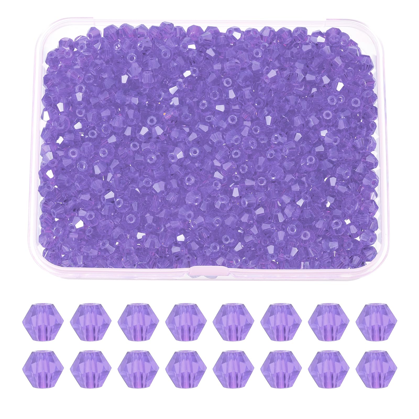 PATIKIL 1000pcs 4mm Bicone Glass Crystal Beads