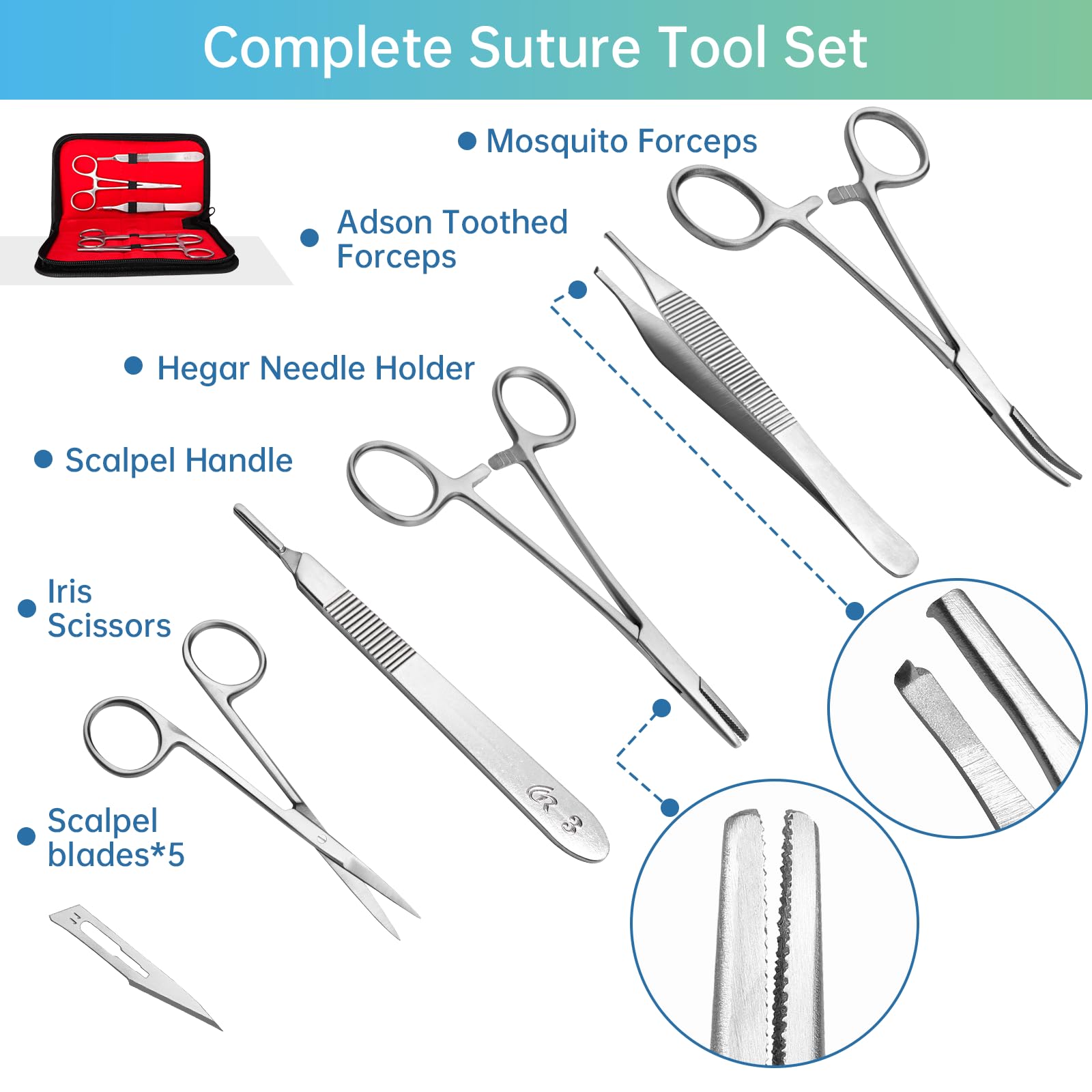 Suture Practice Kit, 32-Pc Set, 20 Threads, 14 Pre-Cut Wounds — Amazon image 4
