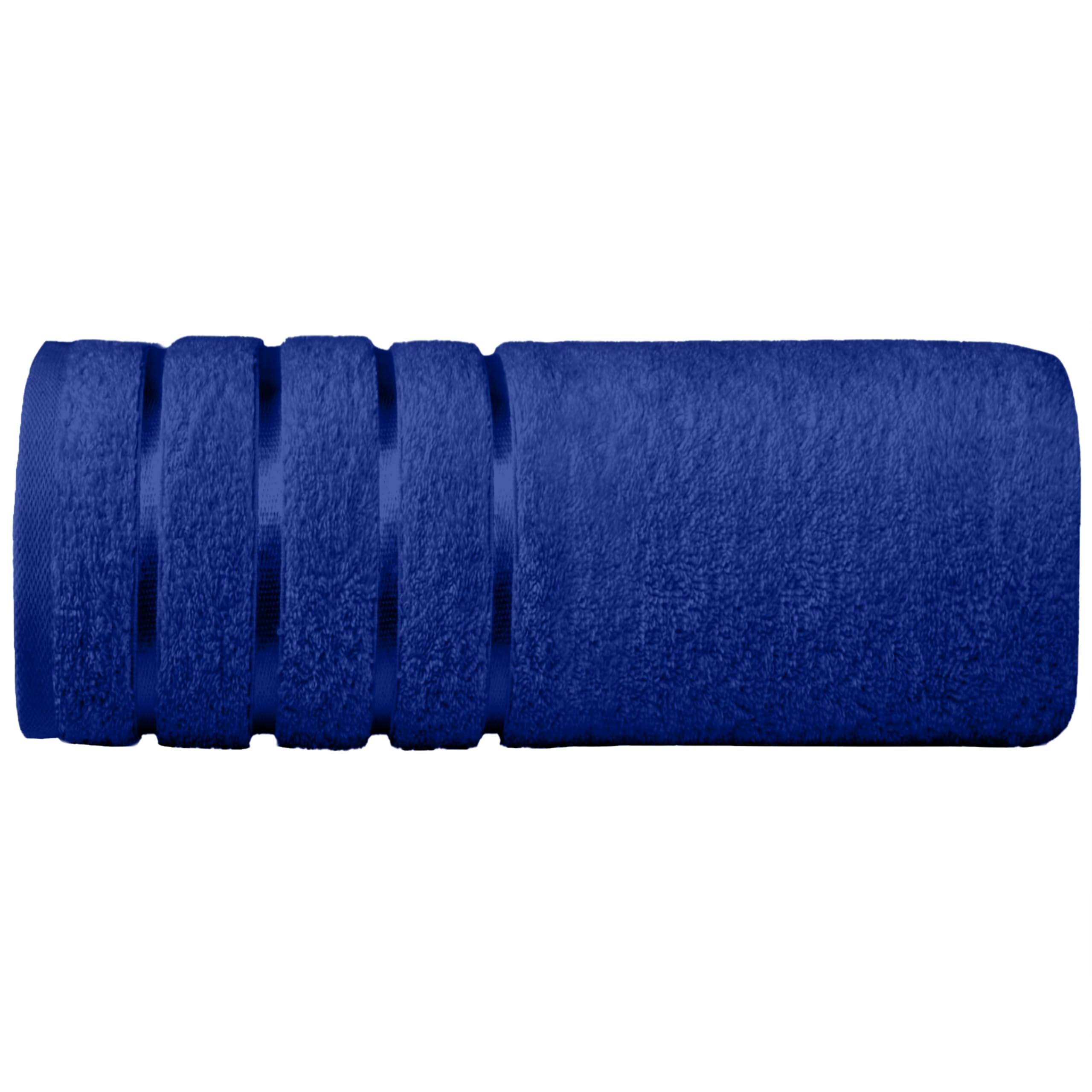 Elegant Comfort 100% Turkish Cotton 4 Lines Viscose Stripe Jumbo Bath Towel - Hotel Spa Quality Extra Large 35 x 70 Inch Bath Towel Ultra Soft, Super Absorbent Quick Dry Large Bath Towel, Royal Blue