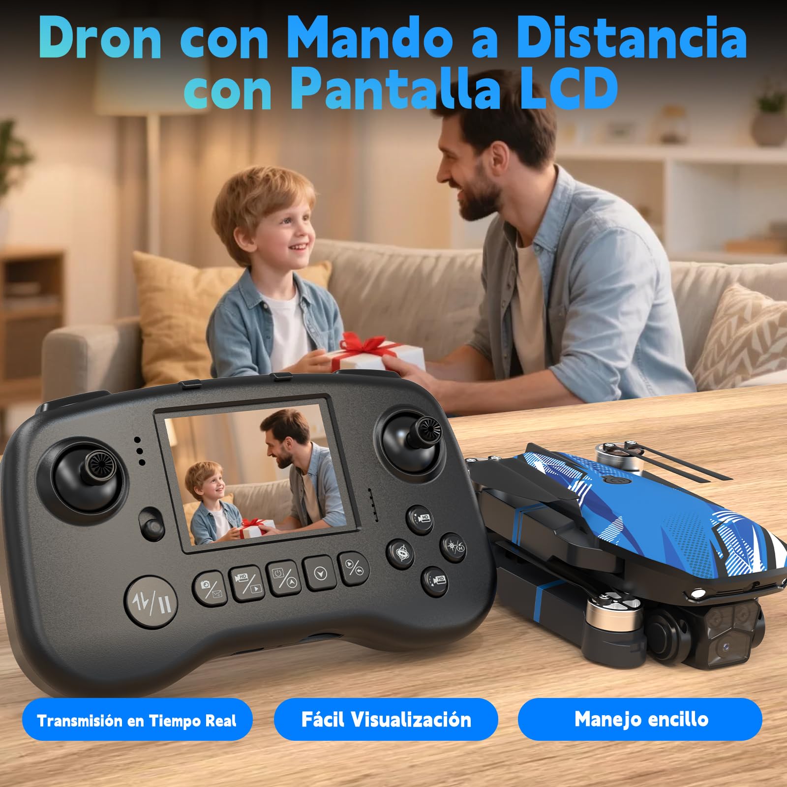 Dron con Cámara 4K para Adultos, Mando a Distancia con Pantalla LCD, FPV, Esquiva de Obstáculos 270°, 3D Flips, Cuadricóptero Plegable, Tarjeta SD 32GB