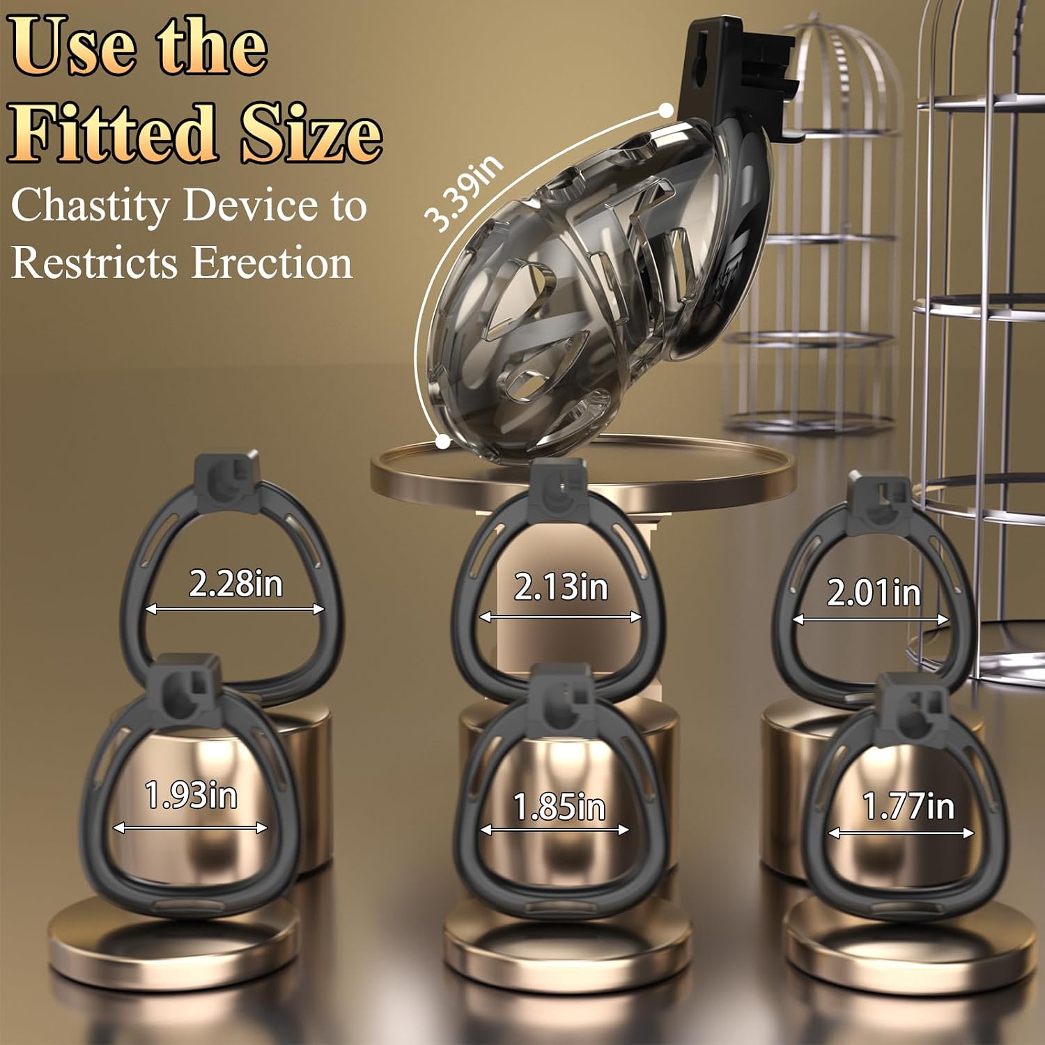 Male Chastity Cage, Large Soft Silicone Cock Cage Lightweight with 6 Sizes Rings and Invisible Lock for Man Penis Exercise, Perfect for Long-Term Wear, Erection Control & Bondage Play