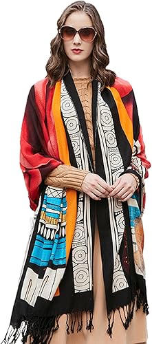 Miniatura 268 de DANA XU Manta de pashmina extragrande 100% de lana merina, bufanda de viaje, bufanda de cachemira para mujer, otoño e invierno, chal de gran