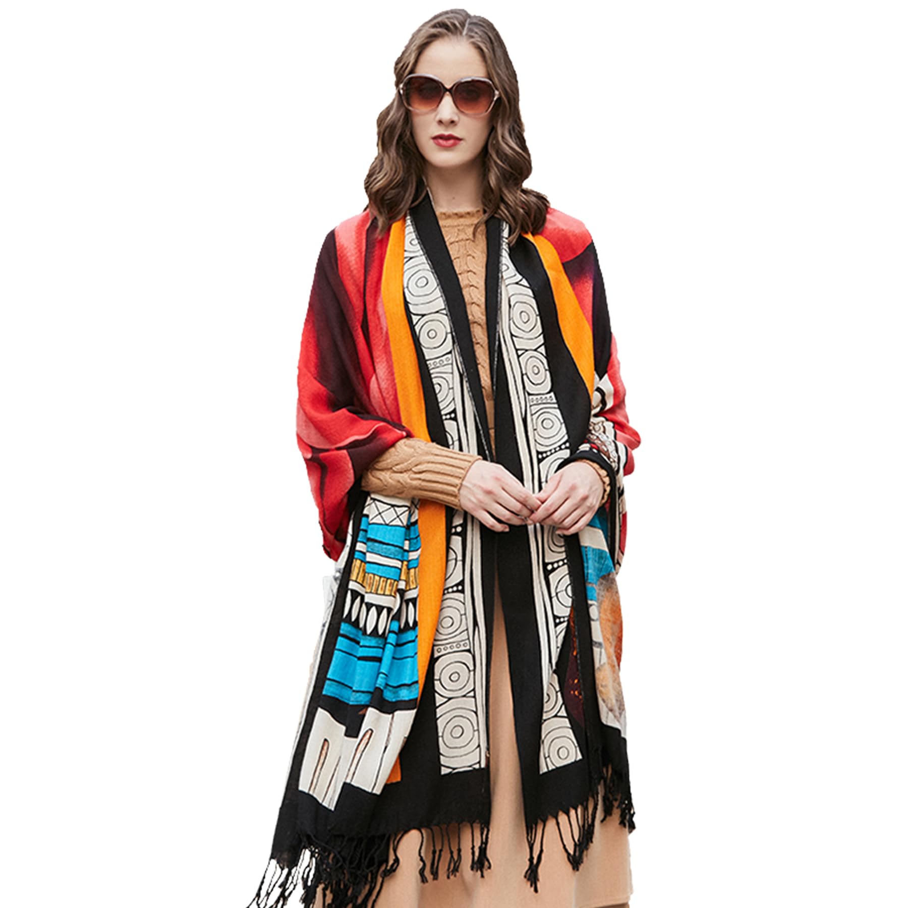 DANA XU100% Pure Merino Wool Oversized Extra Large Cashmere Pashmina Warm Floral Scarf Shawl And Wrap Dupatta For Women