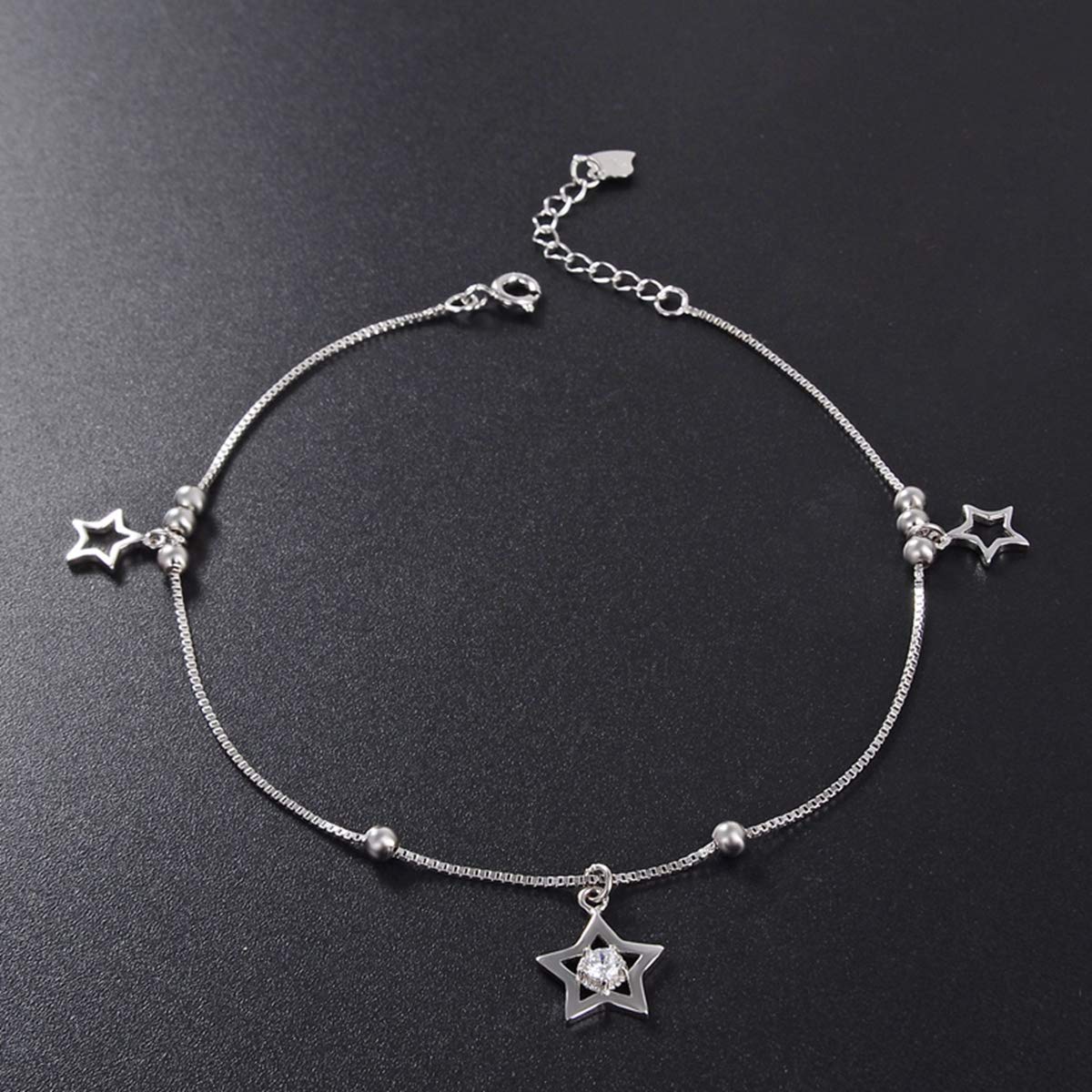 cavigliera Versione Coreana di Gioielli in Argento Sterling 925 cavigliera Femminile Semplice Catena del Piede, Regali di Compleanno