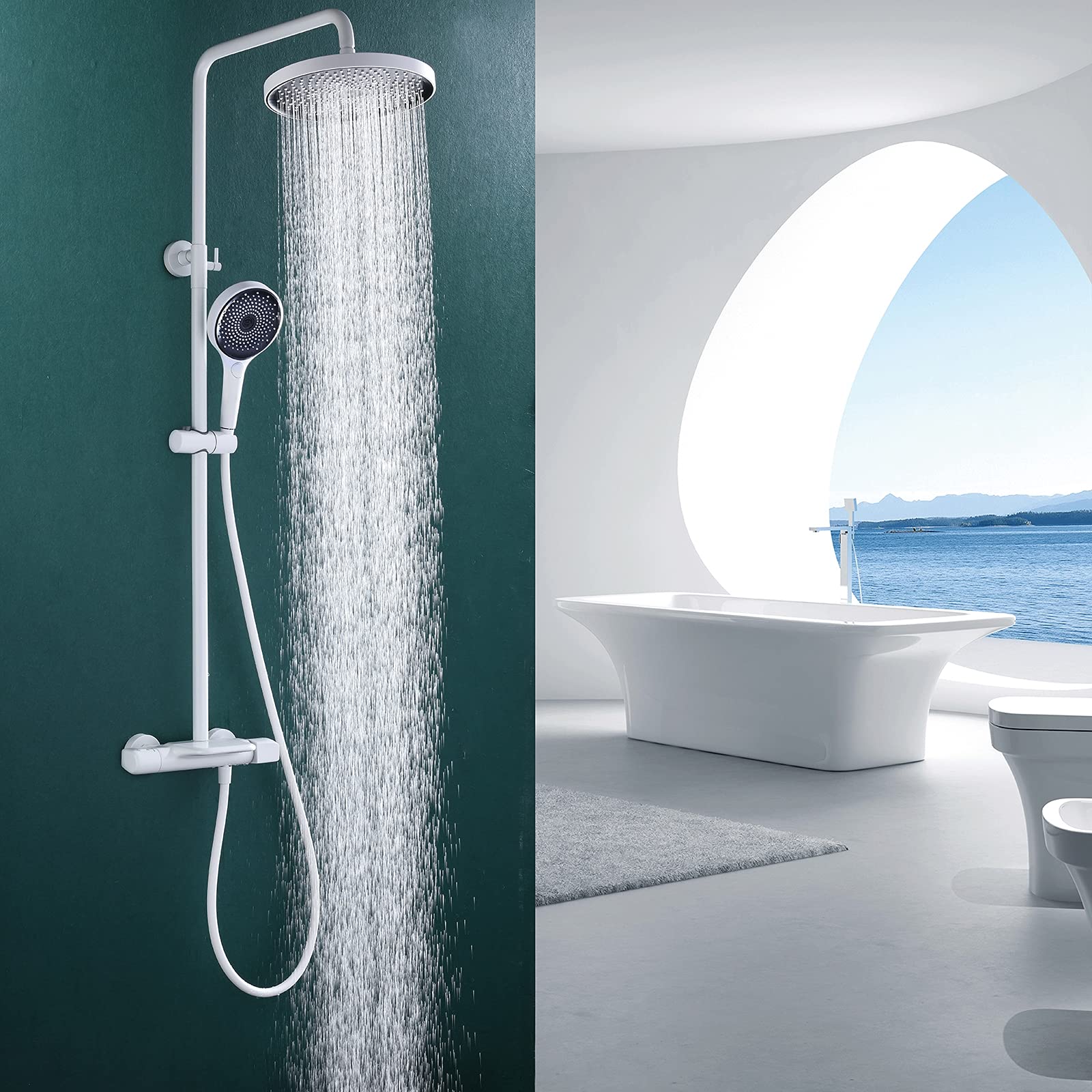 シャワーシステム サーモスタットタイプ 角度可変サイドシャワー付き