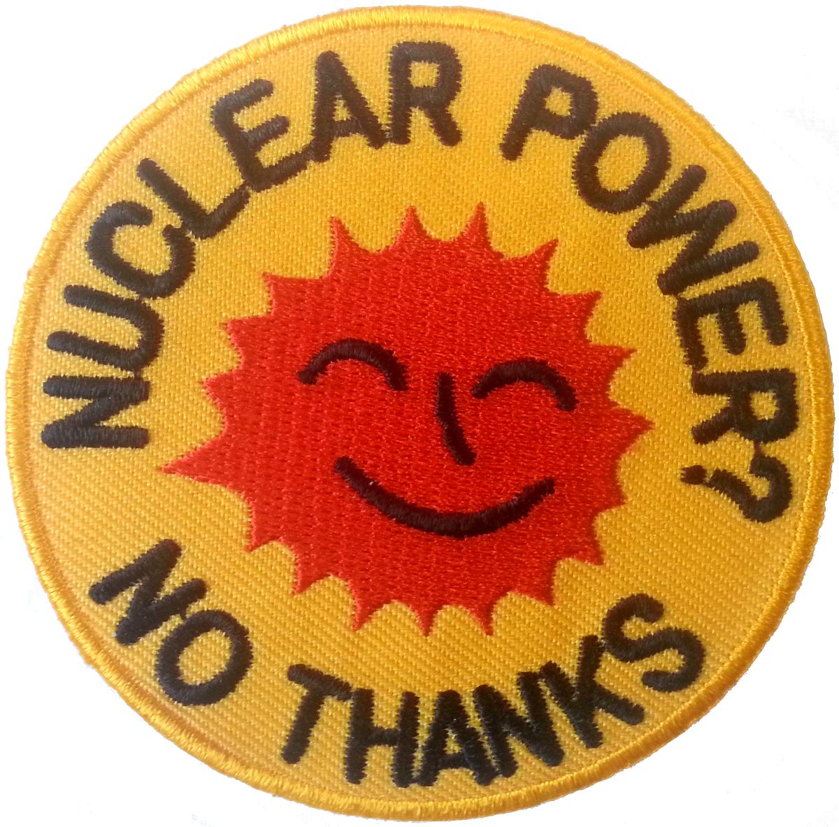 Klicnow Nuclear Power - No Thanks Embroidered Patch 7Cm Dia (2-3/4" Dia) Sew On/Iron On