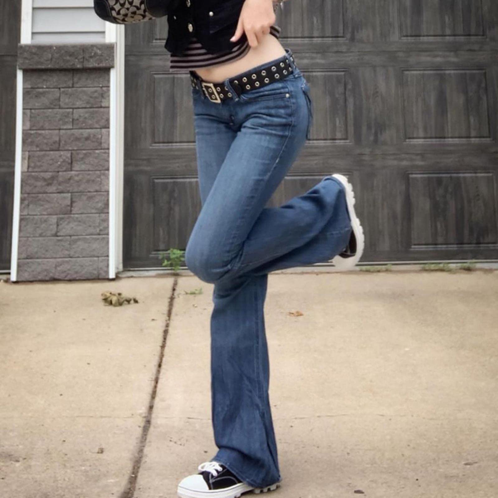 Low Rise Flare Jeans Women Distressed Denim Pants Bootcut Y2k