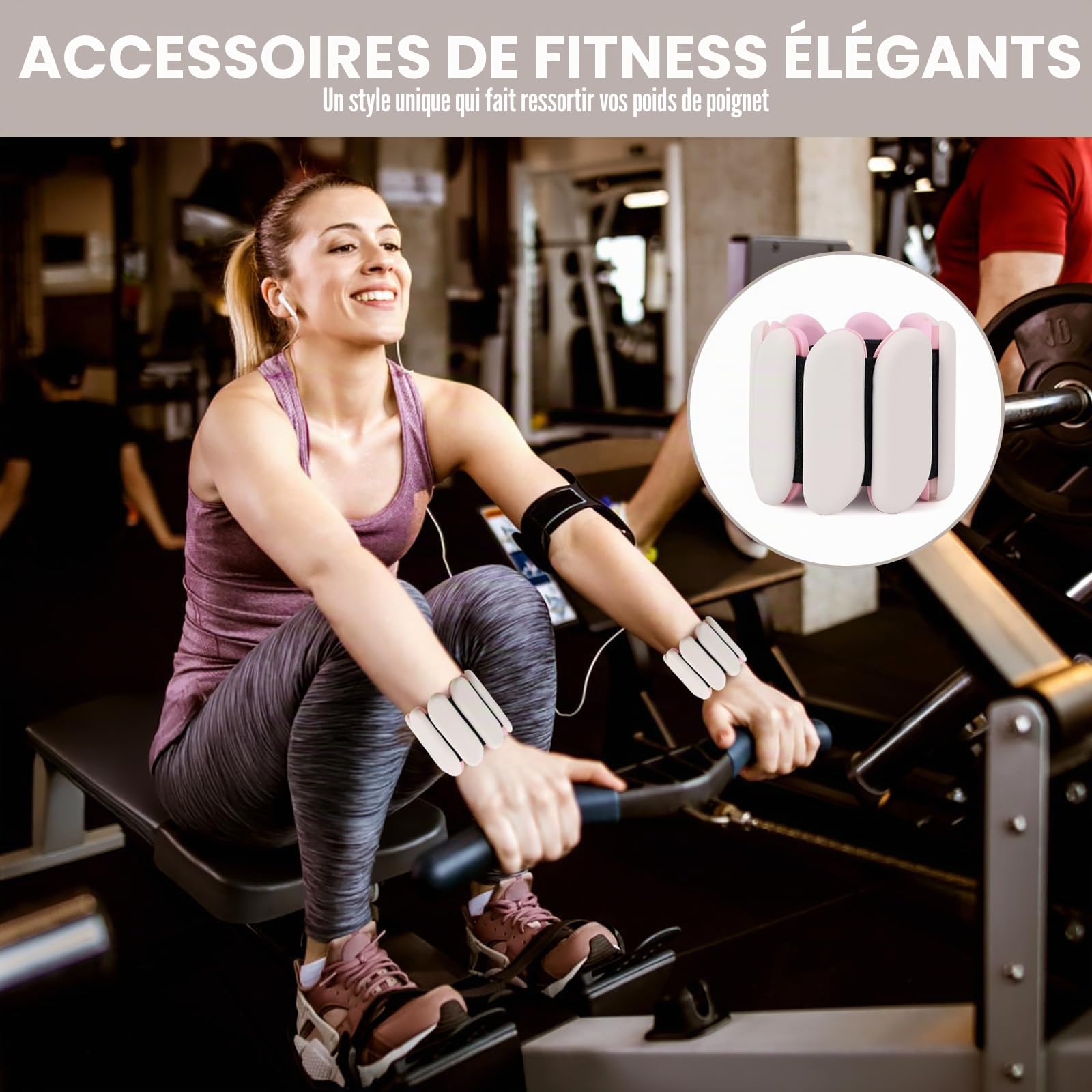 1 paire de poids de poignet (0,5 kg chacun) | Poids réglables et portables pour poignet et cheville, bracelets de poignet en silicone pour femme | Yoga, danse, pilates, natation, marche et gym