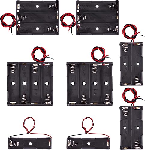 FOXTIP 8 soportes de batería AA con cable, incluye 1 soporte de batería AA de 1.5 V, 2 soportes de batería AA de 3 V, 3 soportes de batería AA de