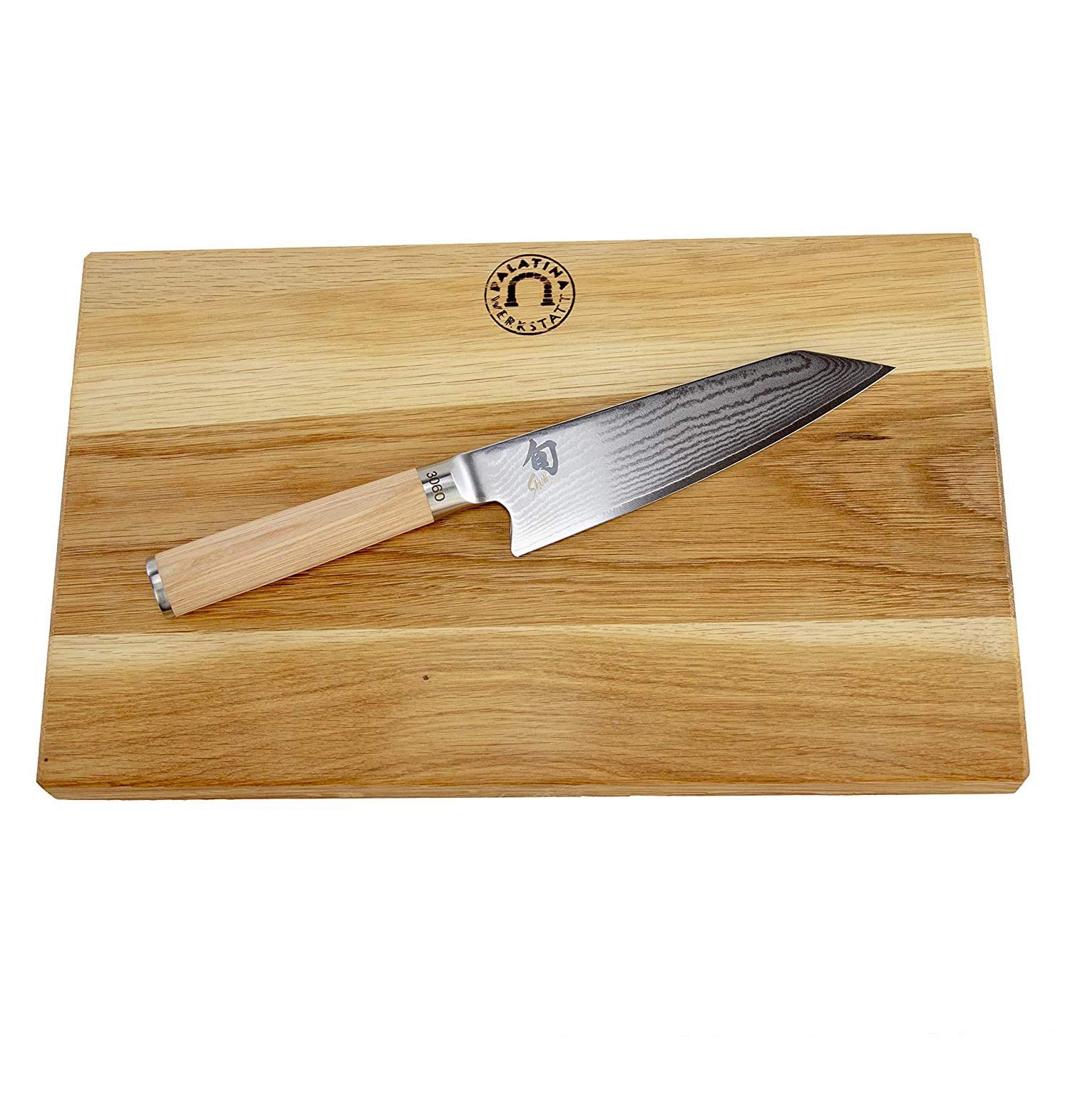 Kai Shun Classic White Kochmesser DM-0777W Kiritsukemesser ultrascharf und limitiert 5555 St., hochwertiges Damastmesser mit 15 cm Klinge + großes Eichenbrett 34x21 cm, VK: 239,- €
