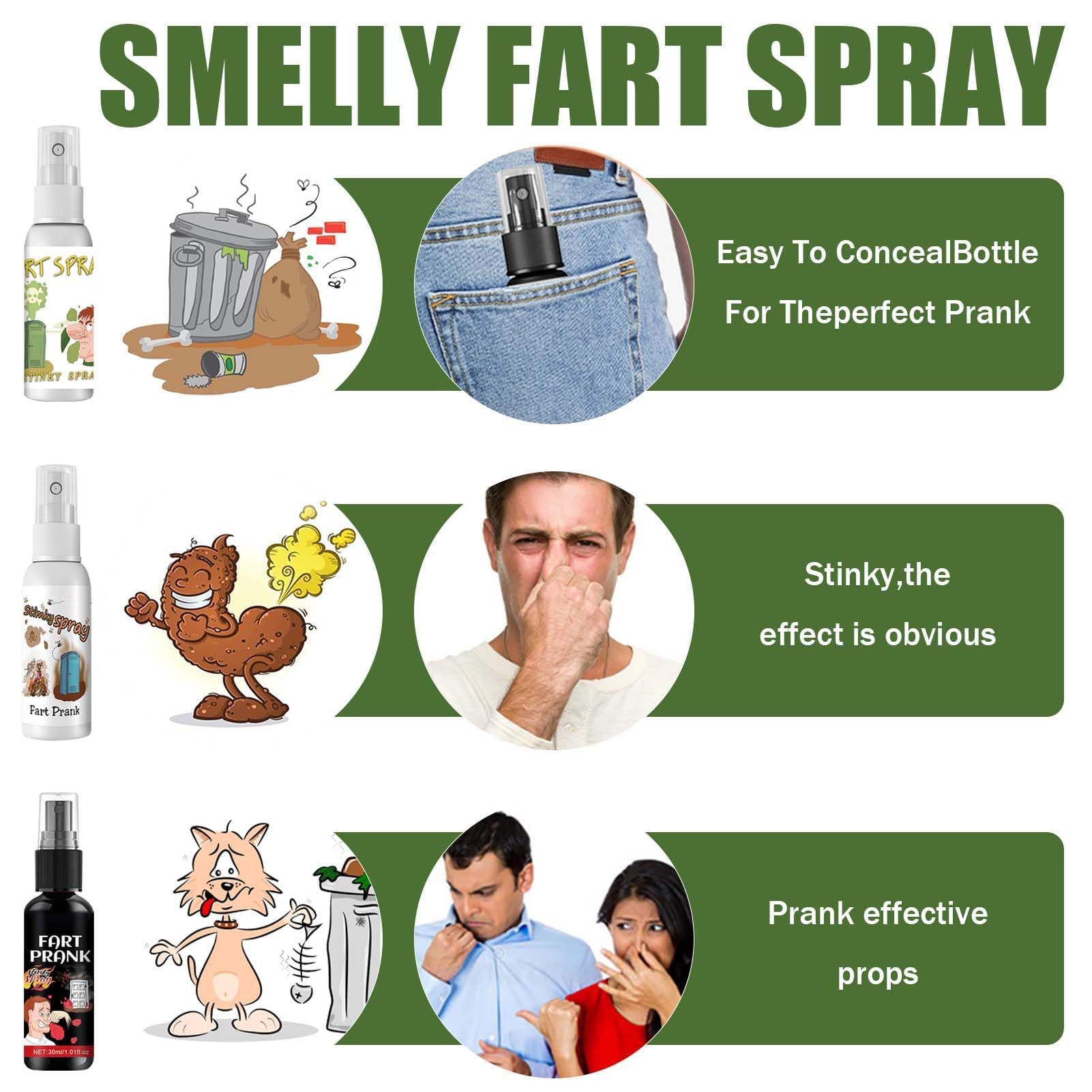 Miioto Fart Spray, Interessante Spray Puzzolente, Potente Fialette Puzzolenti, Articoli per Feste Divertenti, Cattivo Odore di Lunga Durata, Sicuri e Portatili - 30ml*3 (VO-EU0085)