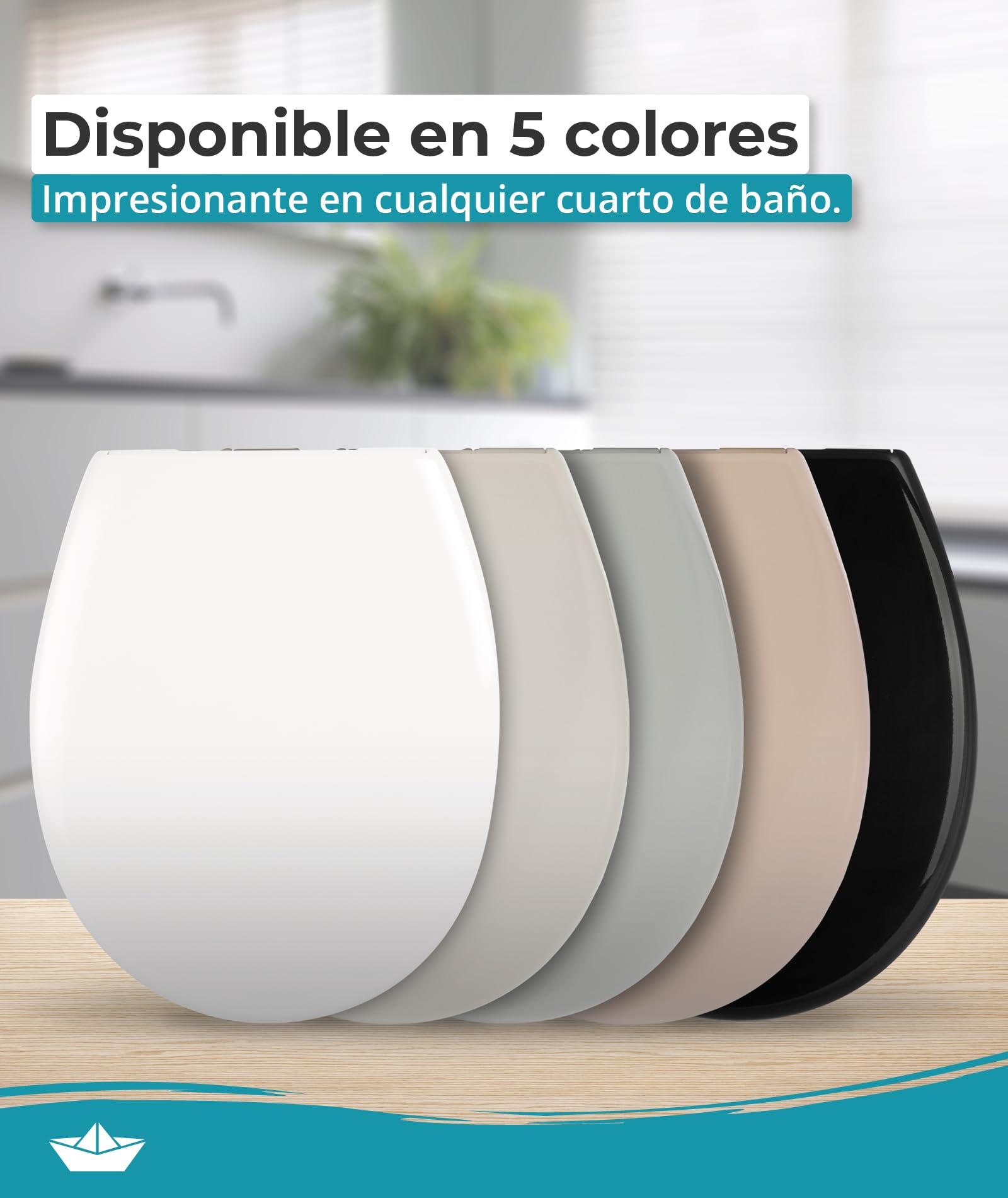Calmwaters® Premium asiento de inodoro de fácil instalación, hasta 250 kg, Made in EU, duroplast antibacteriano, doble mecanismo de cierre suave, 2 opciones de fijación, extraíble, ovalado, beige