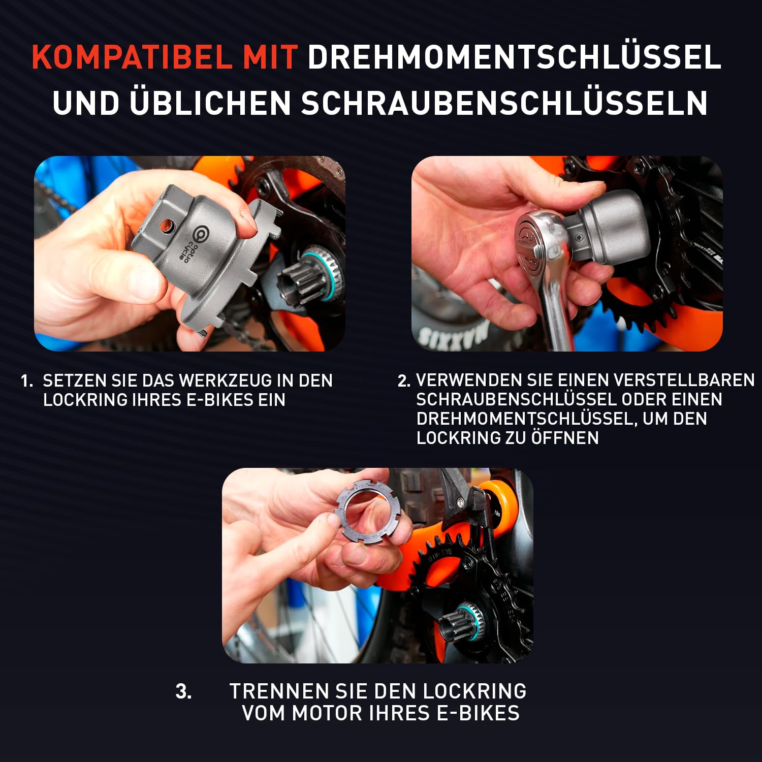 Tretlager Werkzeug für Bosch Lockring Gen 2 – Hochwertiges Tretlagerschlüssel für E-Bike Tretlager | Werkzeug & Kurbelabzieher Fahrrad | Bosch Spider Tool