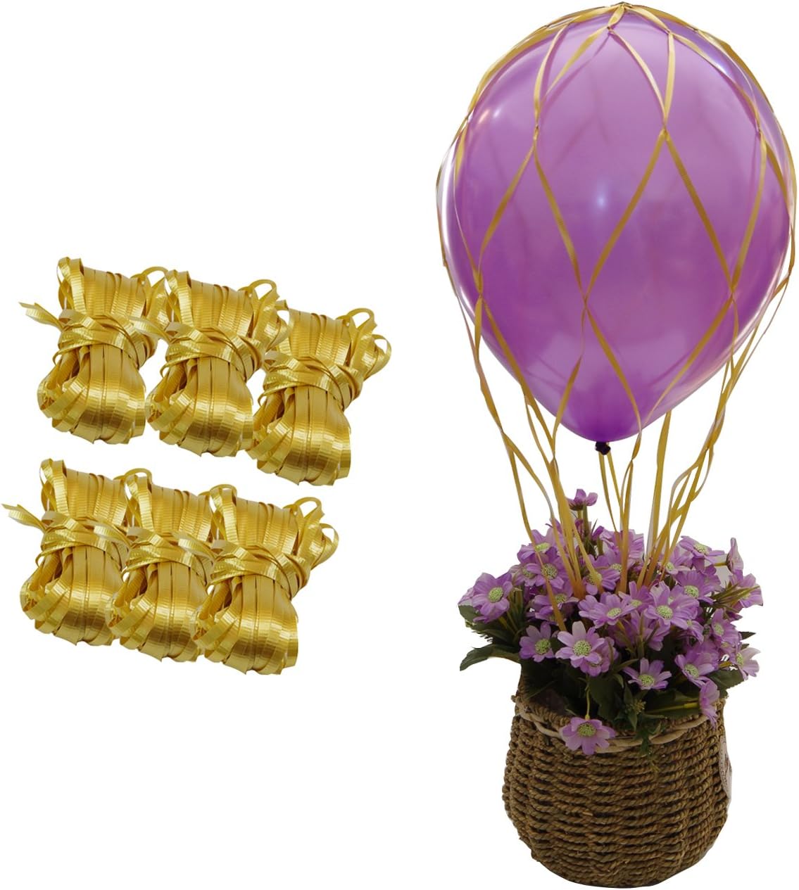 Gold 12" Balloon Netting Hot Air Balloon Nets for 10-12" Latex Balloon Centerpieces Kit Wedding Birthday Decoration - Pack of 6