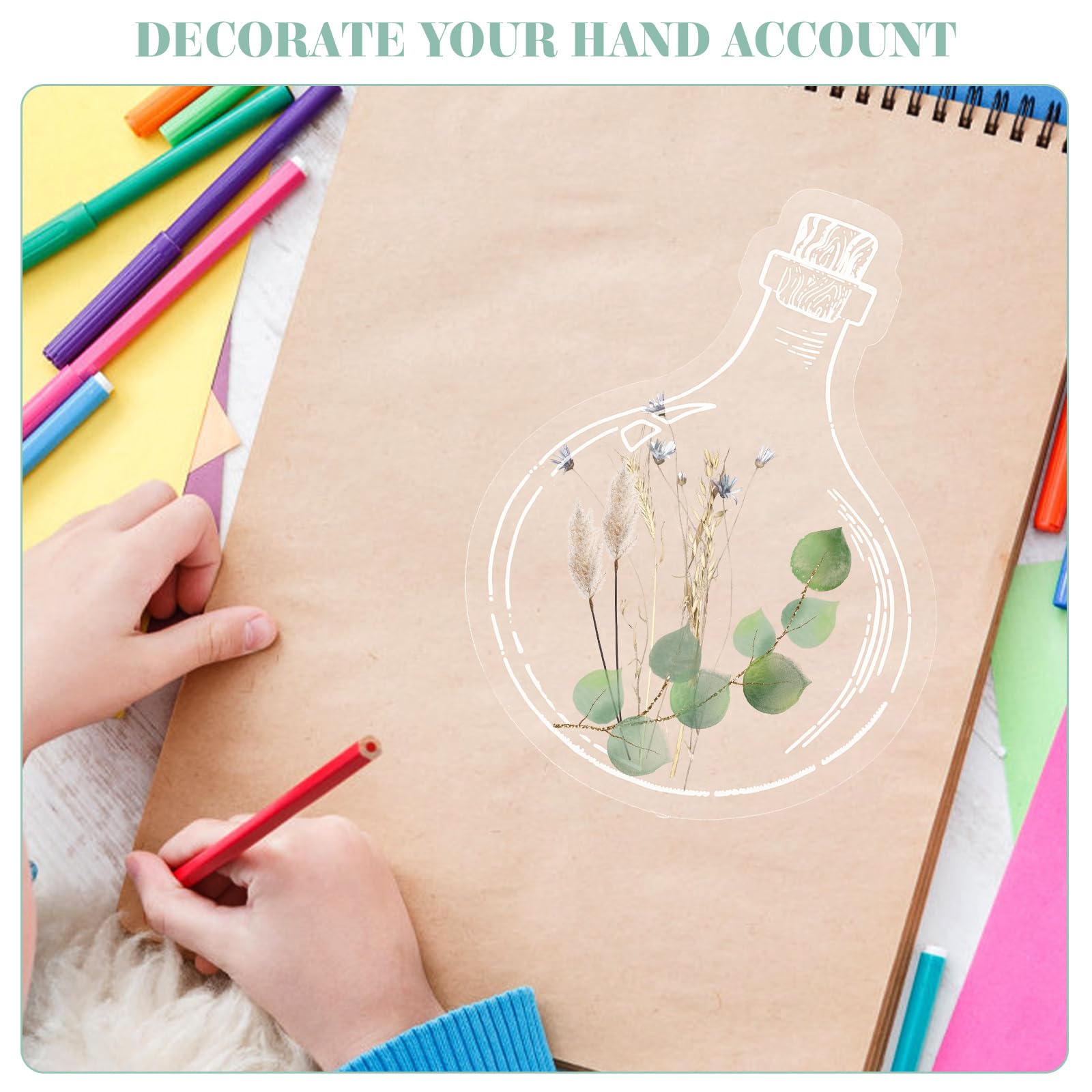 NUOBESTY Transparent Bottle Shape Sticker Pack 50 Pcs for DIY Scrapbook Diary Decorative Crafts Journal Planner Accessories - Image 3