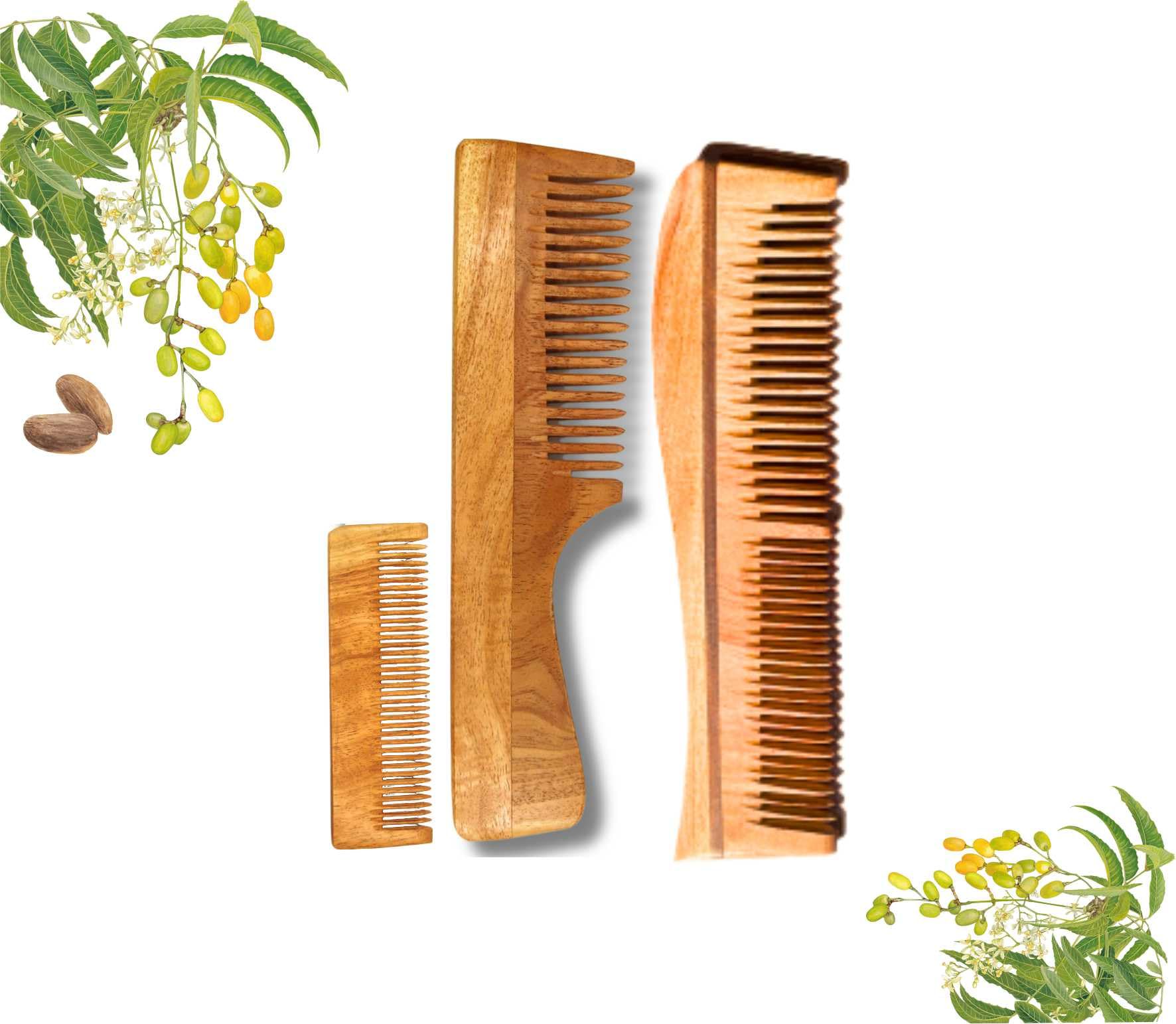 SASU'S Hair Detangling Combo Combs Pack of 3 100% Authentic Neem Wood Combs for Women and Men Dual Teeth Comb | Reduce Hairfall and Dandruff | Promote Hair Growth | Handmade Neem Comb | Made in India Pocket Comb, Handle Comb, Premium Dual Toothed Comb-image-10