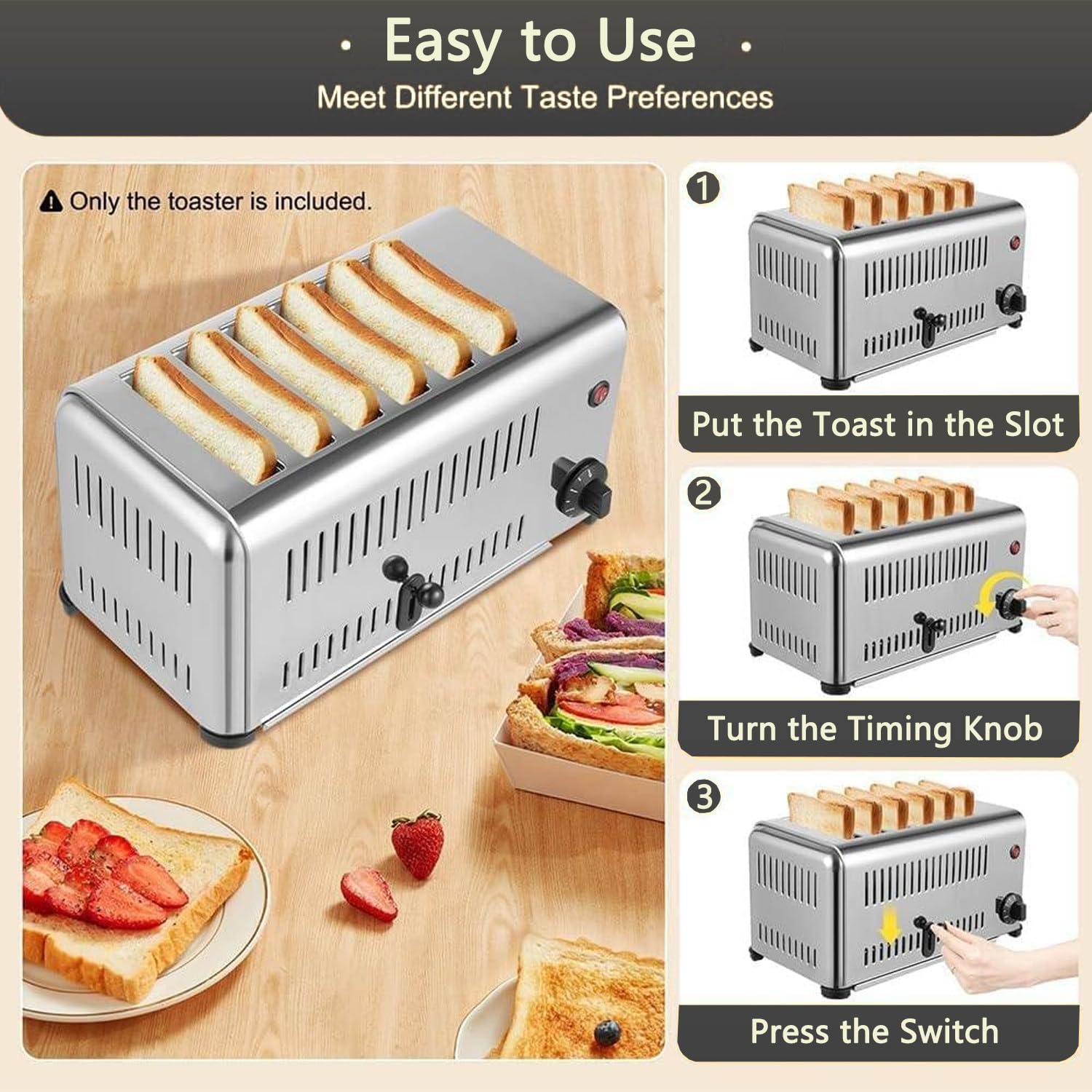 Toster Komercyjny, 4 Kromki, 6 Kromek, Elektryczny Toster Typu Pop-Up, Komercyjny Toster Ze Stali Nierdzewnej, Toster Stołowy, 4 Kromki, 6 Kromek, Szybki Toster,6slices
