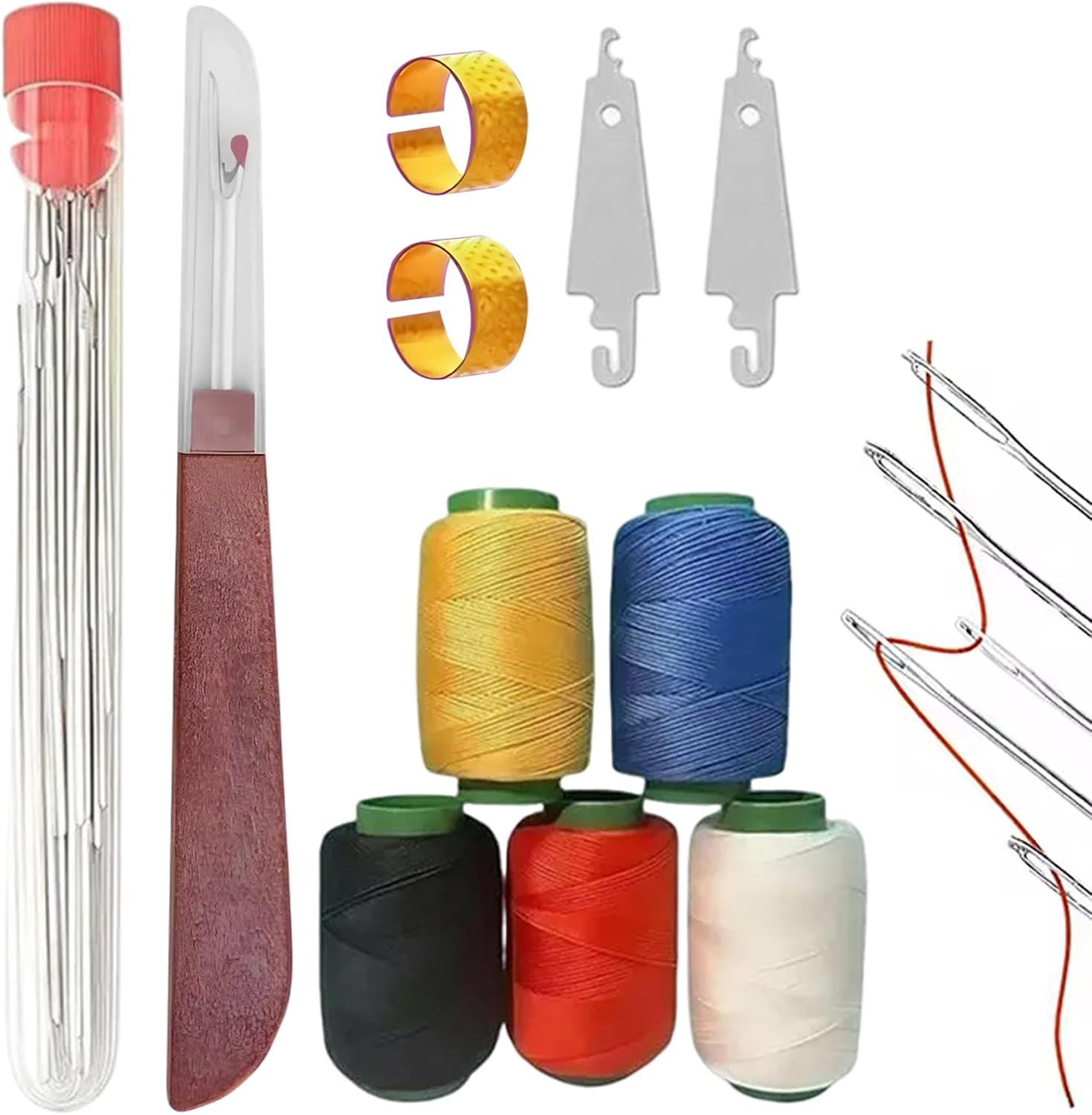 Big Eye Steel Sewing Needles Kit 41Pcs Needle and Thread Kit for Hand Sewing Embroidery Yarn Knitting Steel Needle Set f