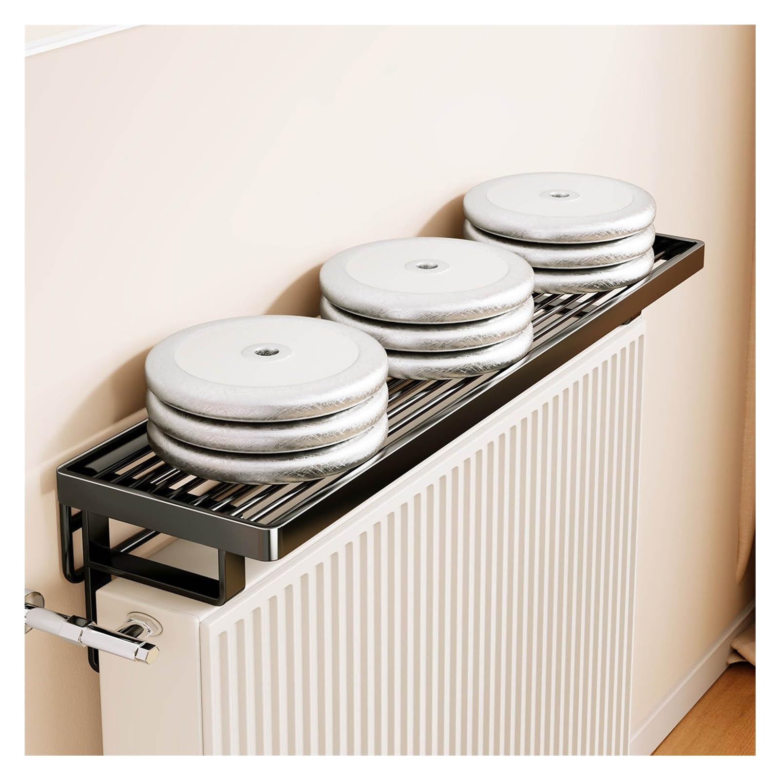 Mensola multiuso per termosifone, con staffe, senza foratura, pannello portaoggetti per soggiorno, ideale per ornamenti e decorazioni