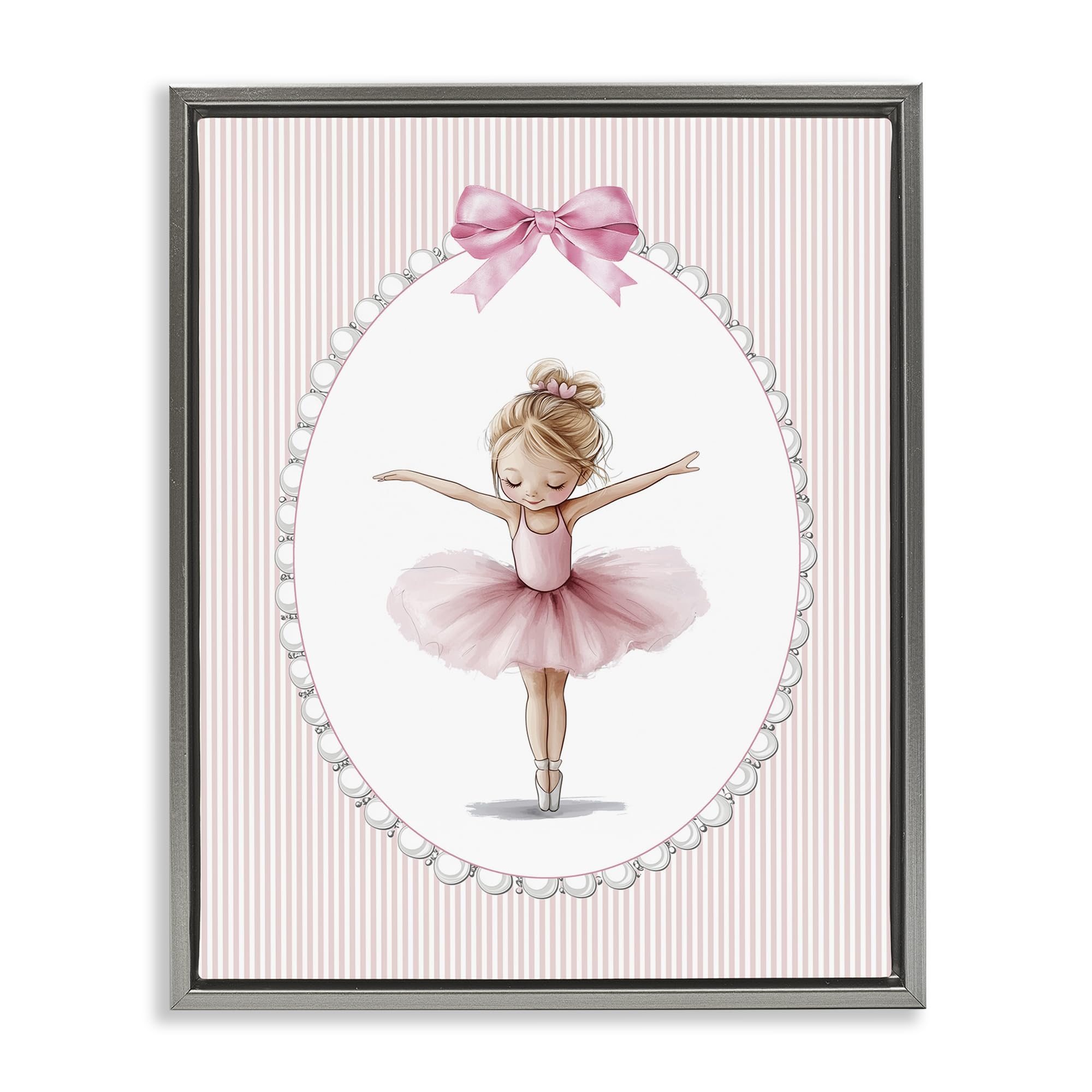 Stupell Industries Luster Gray (Matte) Graceful Pink Ballerina Dance, 24 X 30 Inch Canvas In Floater Frame