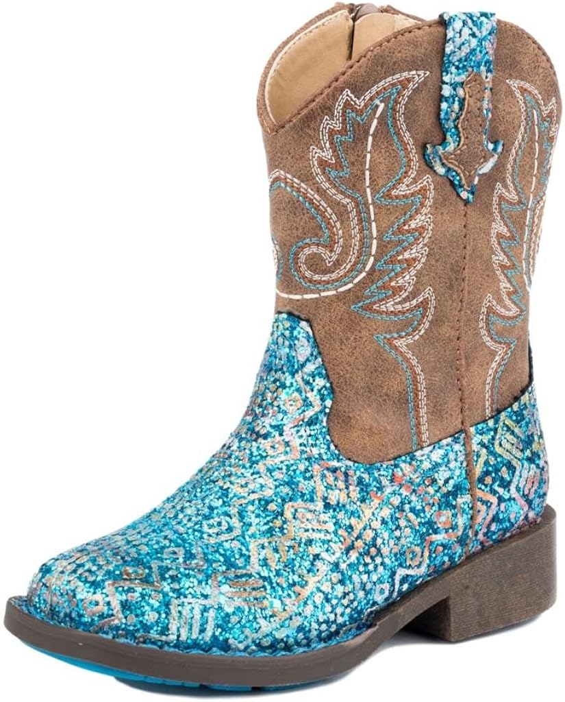  | ROPER Unisex-Child Glitter Square Toe Cowgirl Boot Western | Boots