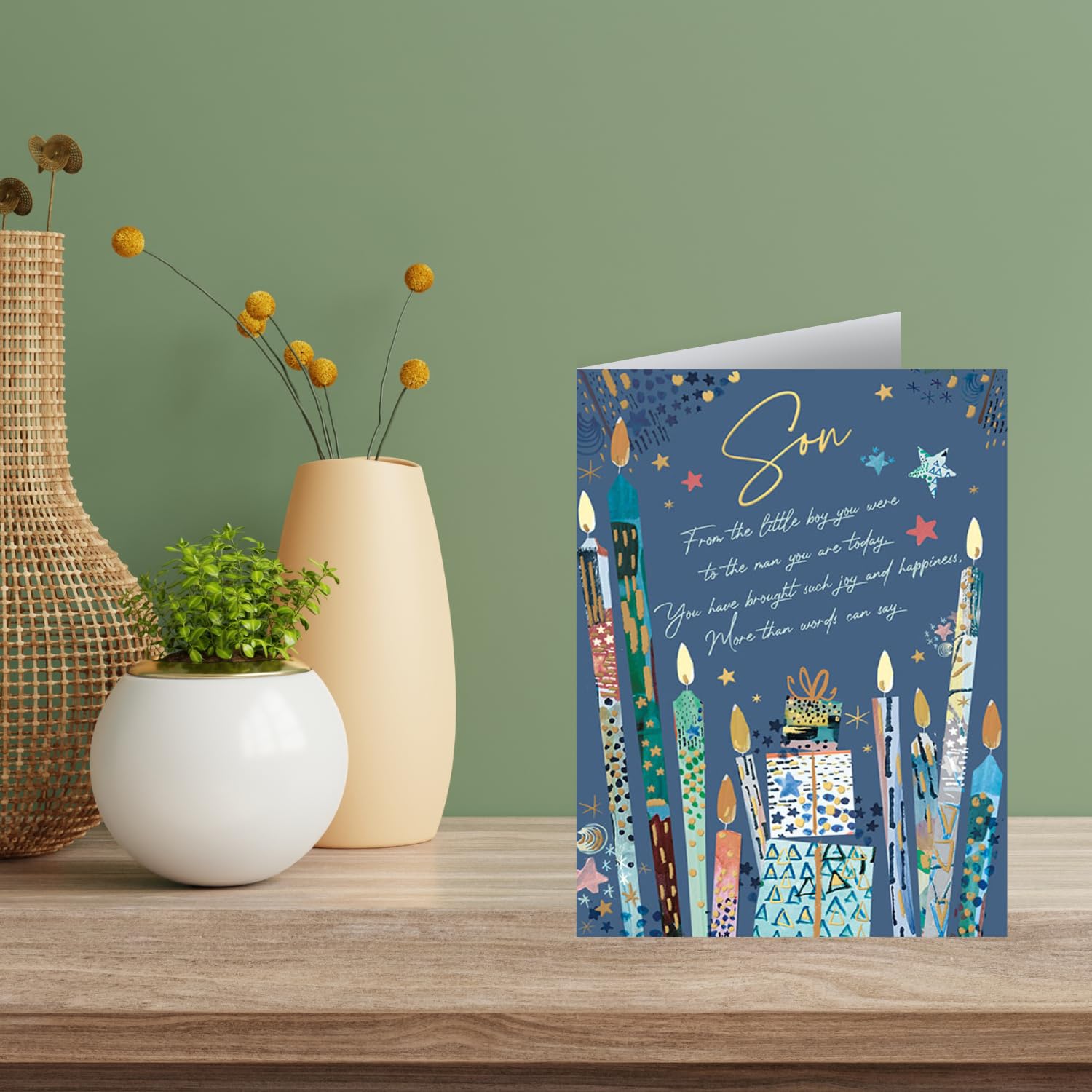 Biglietto Di Compleanno Per Figlio Con Lamina Oro – Words 'n' Wishes – Ecologico Con Busta