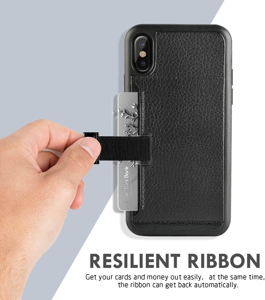 ZVE Case for Apple iPhone Xs and X, 5.8 inch, Wallet Case with Credit Card Holder Slot Slim Leather Pocket Protective Case Cover for Apple iPhone Xs and X 5.8 inch (Aries Series)- Black