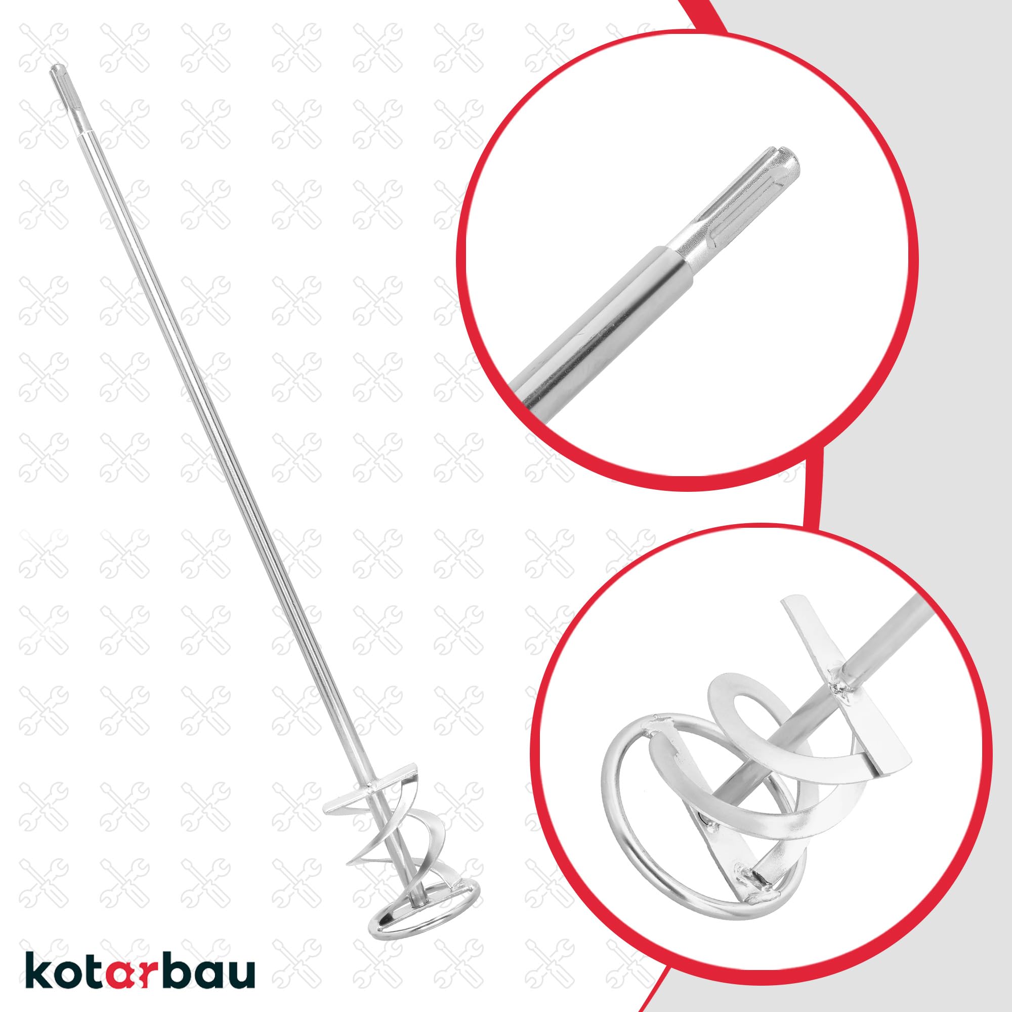 KOTARBAU® Mélangeur de mortier en spirale 80 mm pour ciment, plâtre, couleurs, panier mélangeur en spirale, mélangeur de couleur, batteur de peinture, batteur de plâtre SDS Plus