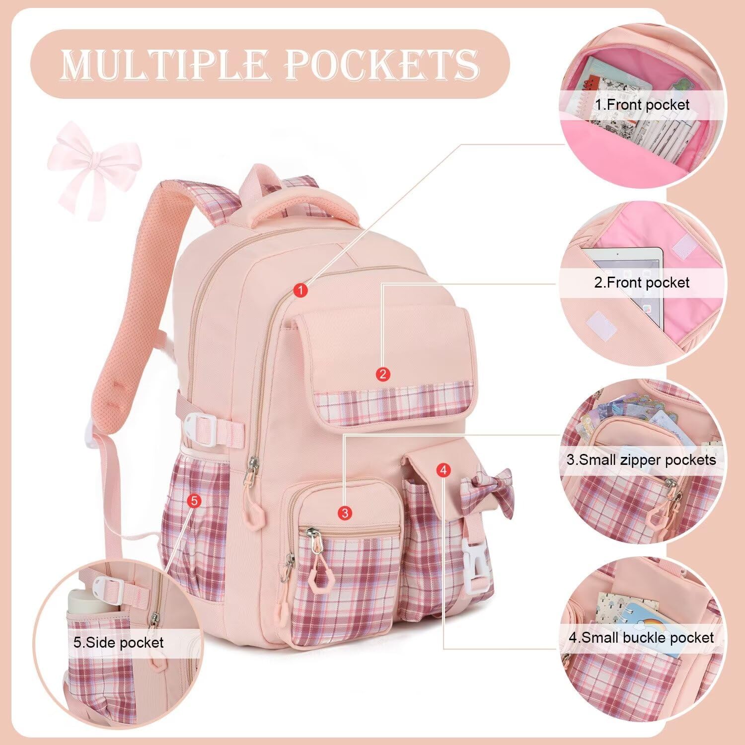 Freie Liebe Cute School Backpack for Girls Kids Backpack for Elementary Primary School Kawaii Book Bags - Image 3